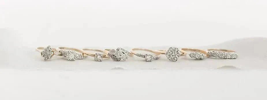 Several Gold Diamond Vintage Engagement Rings.