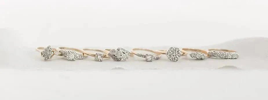 Several Gold Diamond Vintage Engagement Rings.