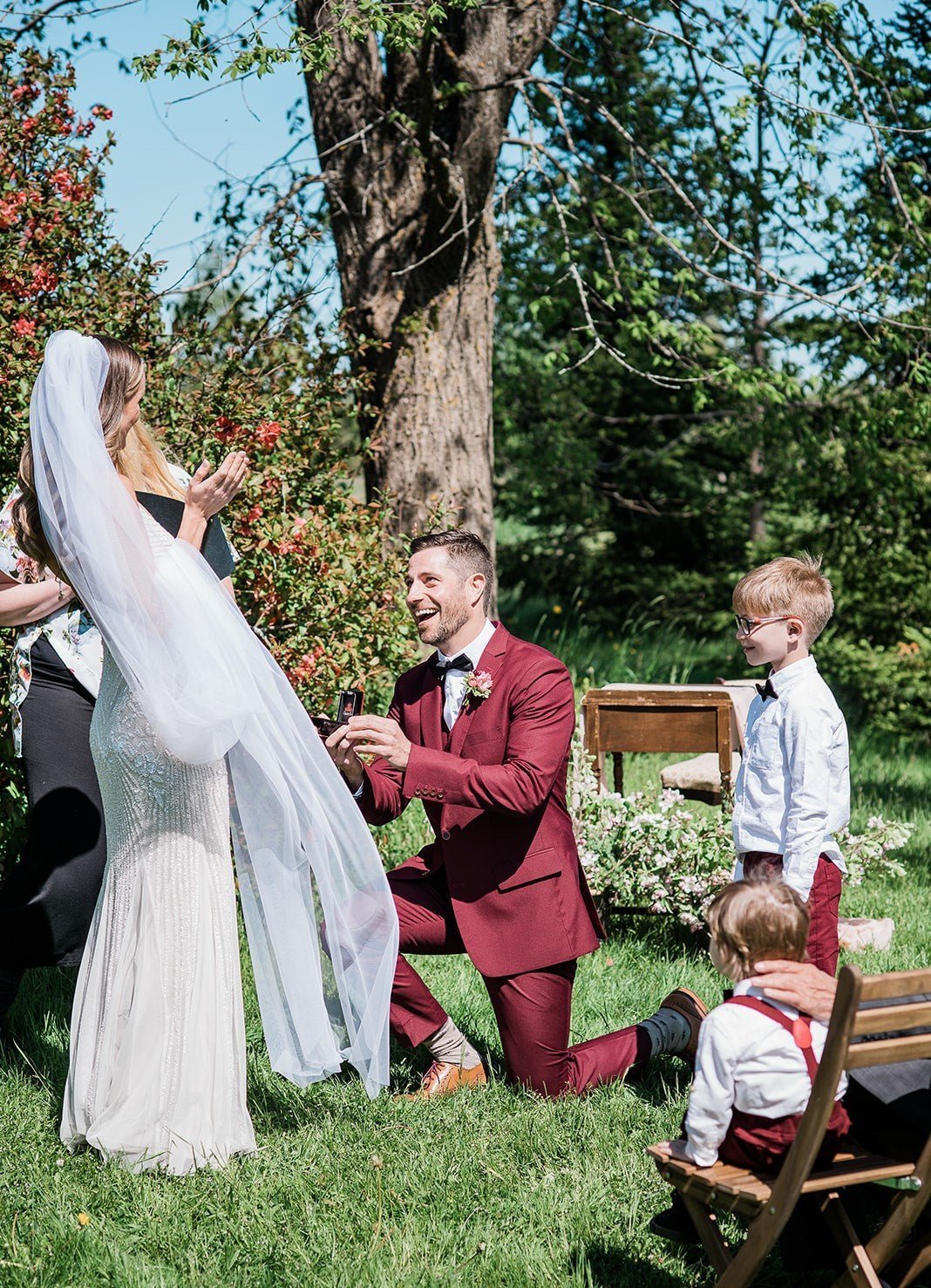 Groom surprises model bride with real engagement.