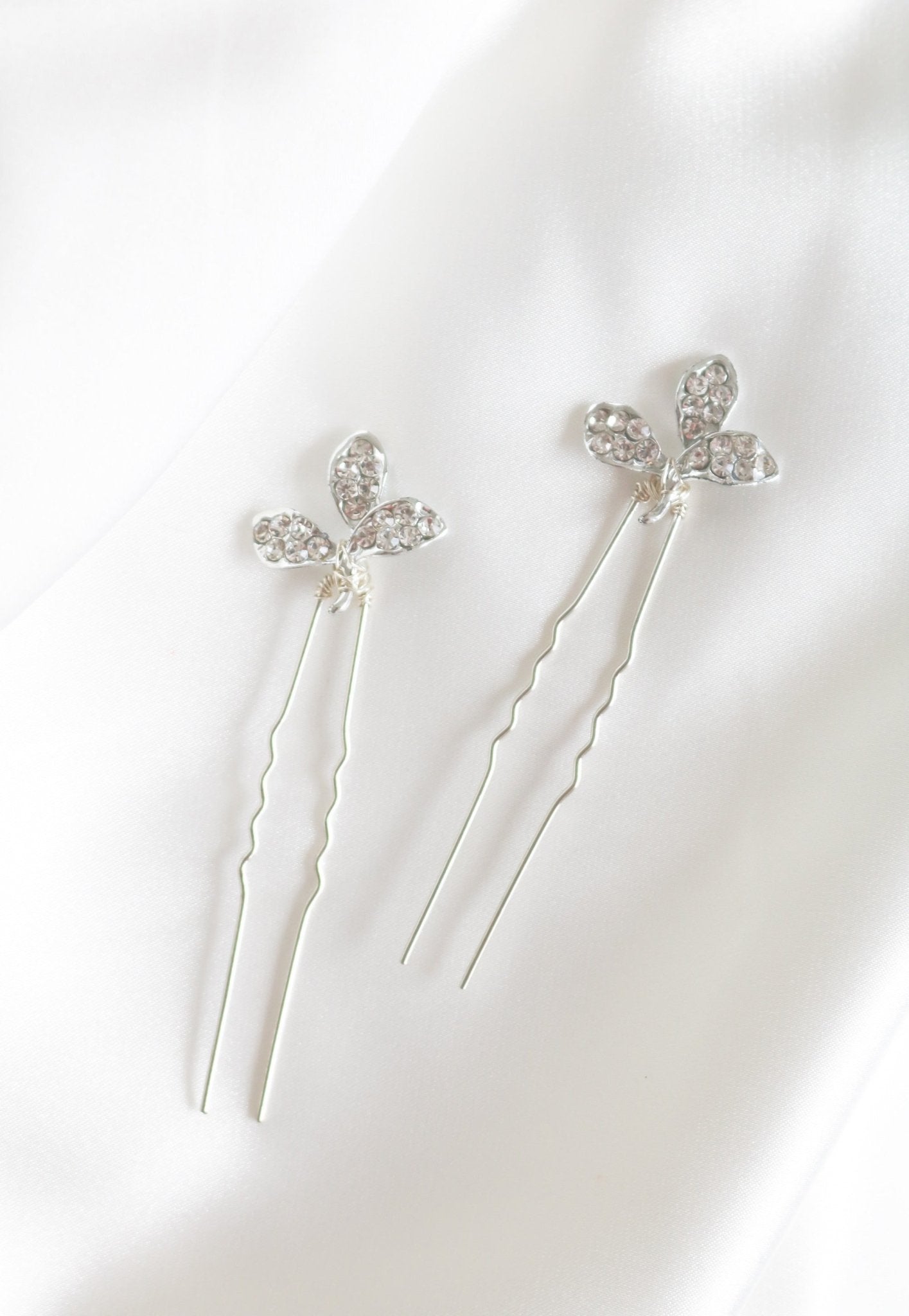 Dove Crystal Leaf Bridal Hairpins for wedding. Bridal Hair Accessories. Bridal Accessories. Canadian Bridal Accessories. Handmade Canadian Accessories. Canadian handmade Accessories. Canadian weddings. Wedding Canada.