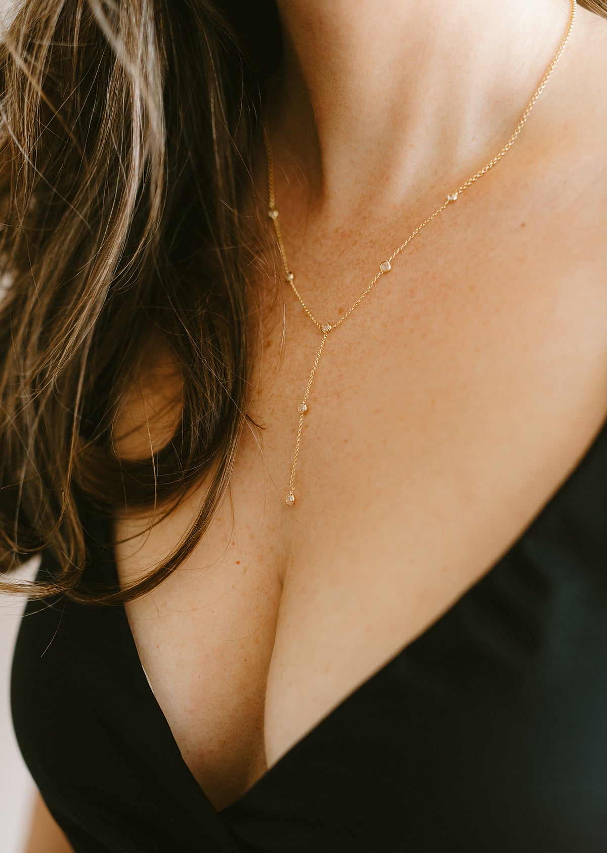 Liora Mini Gold Crystal Lariat
