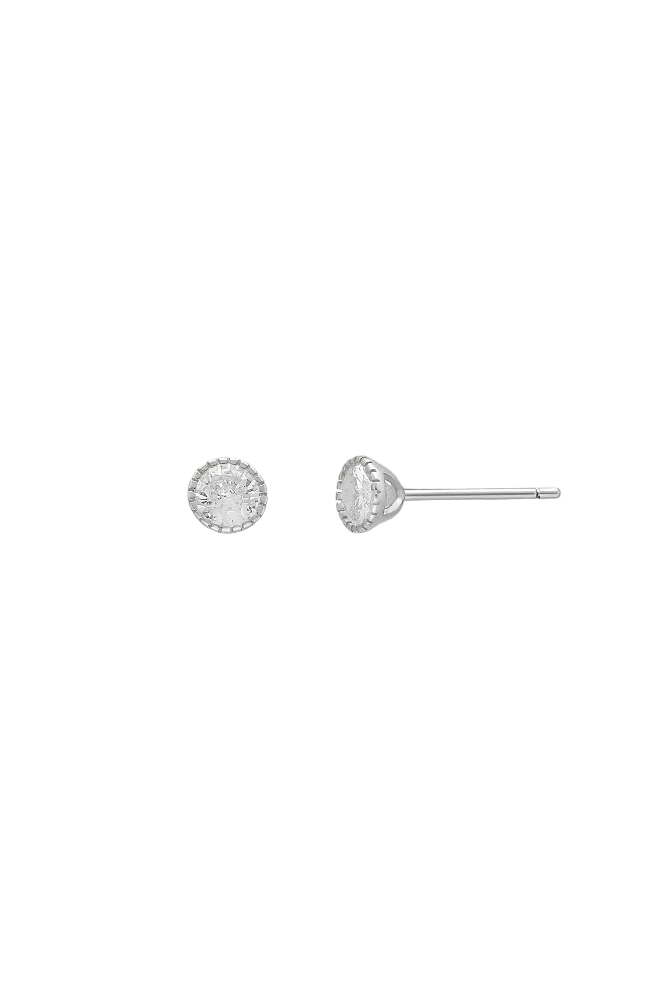 Pair of sterling silver stud earrings with large crystals on a white background. Sterling Silver jewelry Canada. Sterling Silver Canadian jewelry.