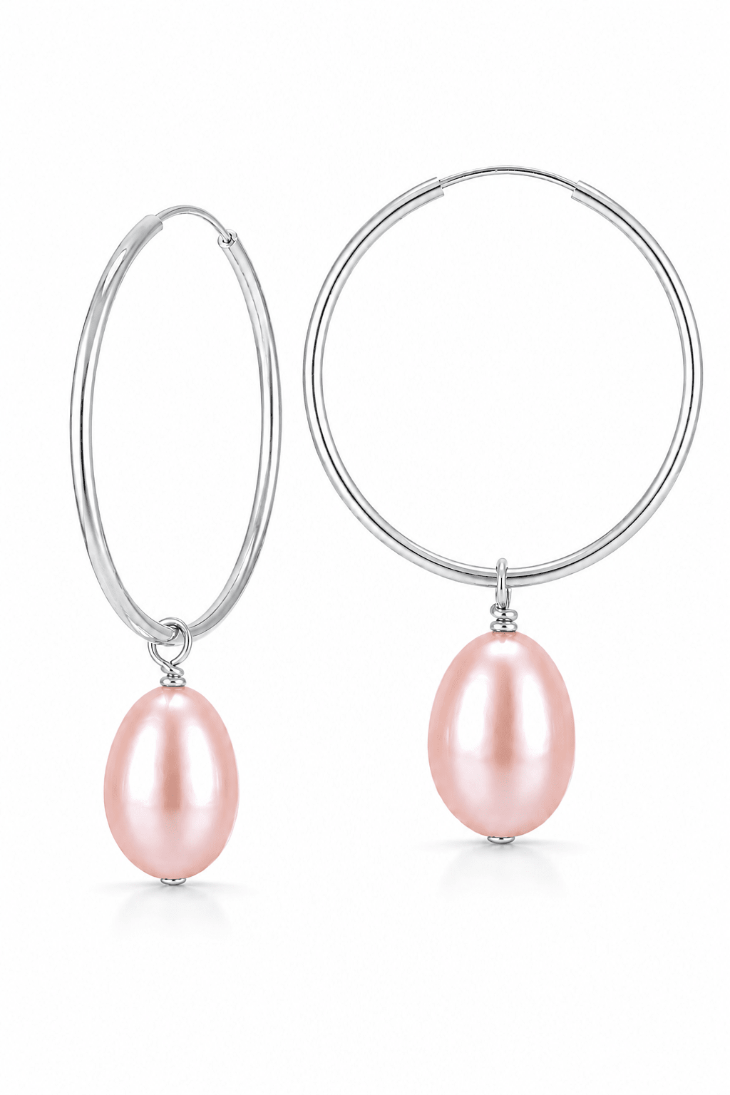 Essential Pearl Hoops | Large in Blush