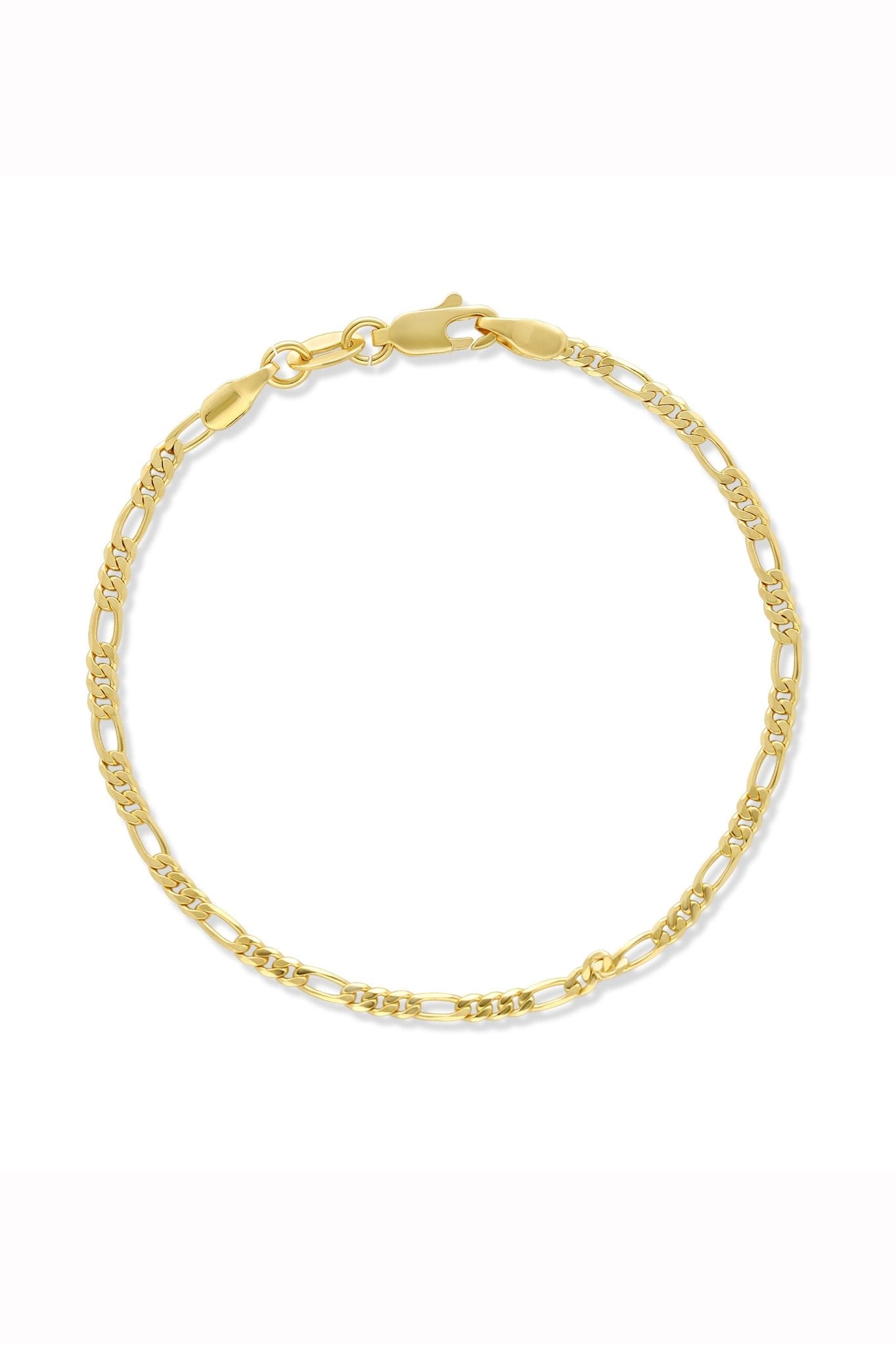 A Gold-filled Figaro chain bracelet on white background. Everyday jewelry Canada. Handmade Canadian jewelry.