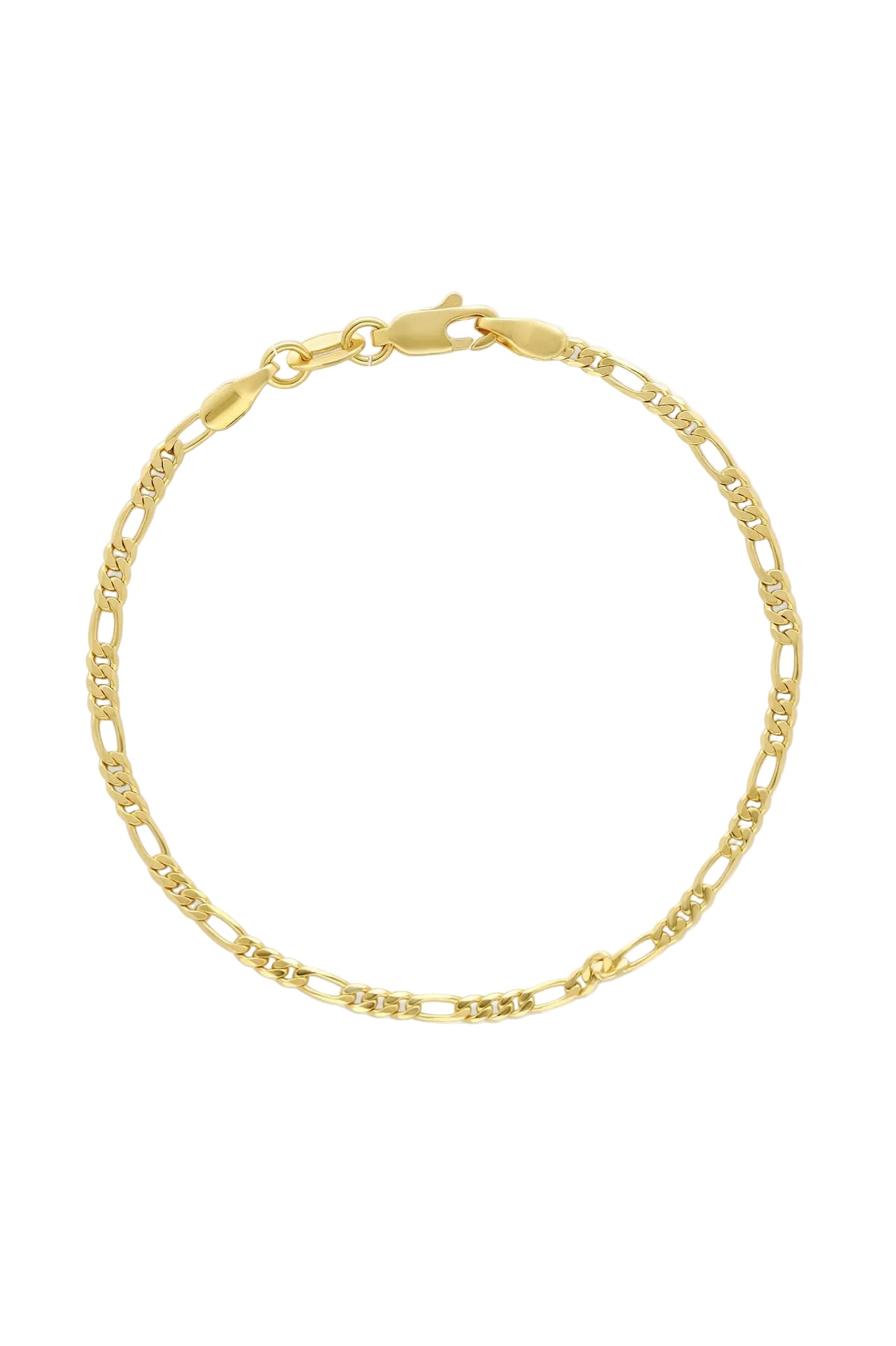 A Gold-filled Figaro chain bracelet on white background. Everyday jewelry Canada. Handmade Canadian jewelry.