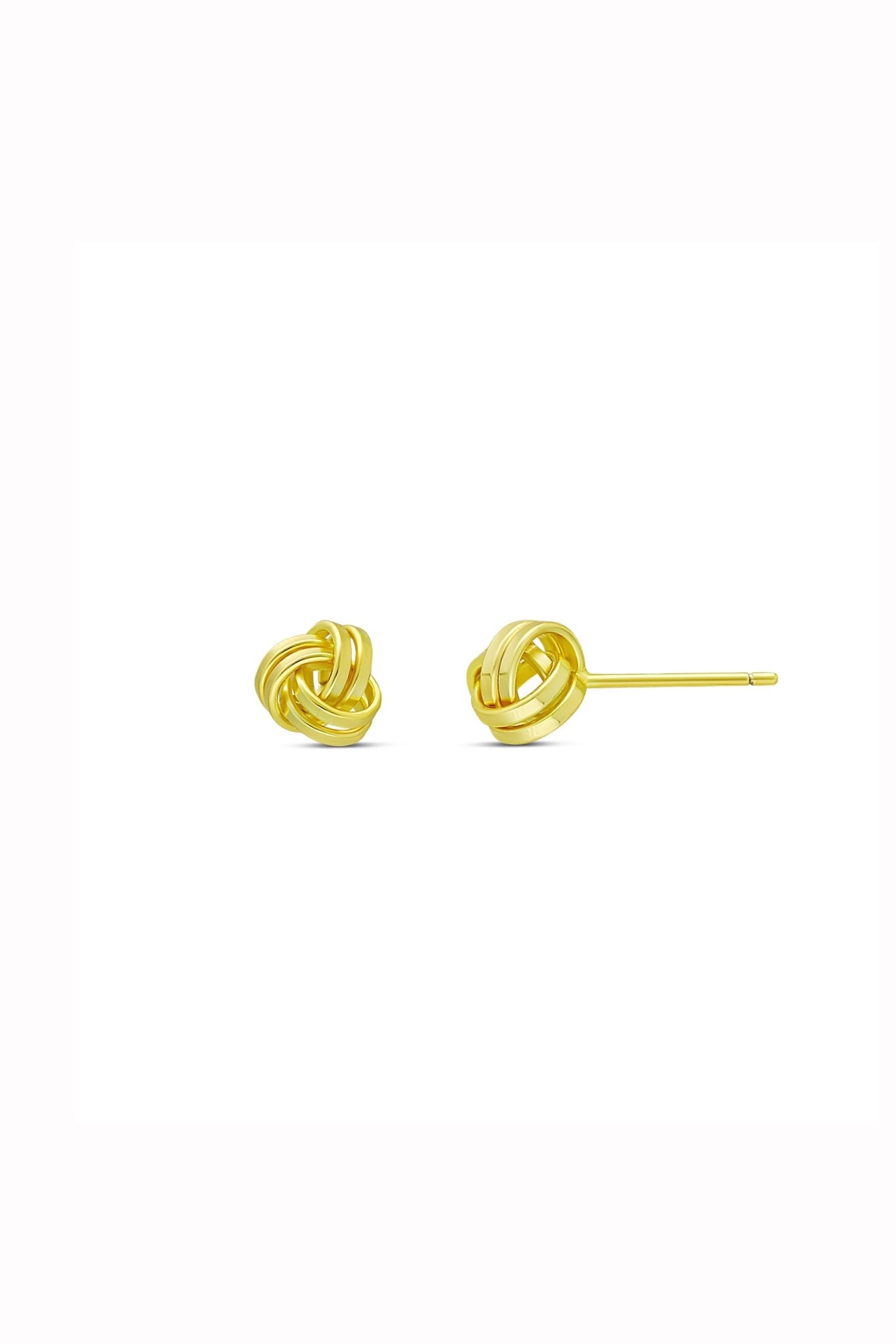 14k gold-filled knot earrings on a white background. Minimalist Jewelry. Everyday jewelry. Gold-filled jewelry Canada. Woman-owned business.