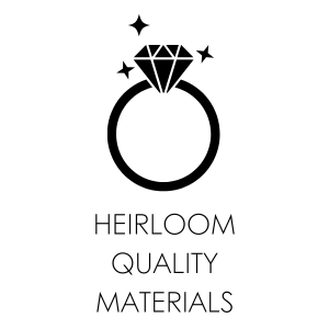 A ring icon for heirloom quality materials.