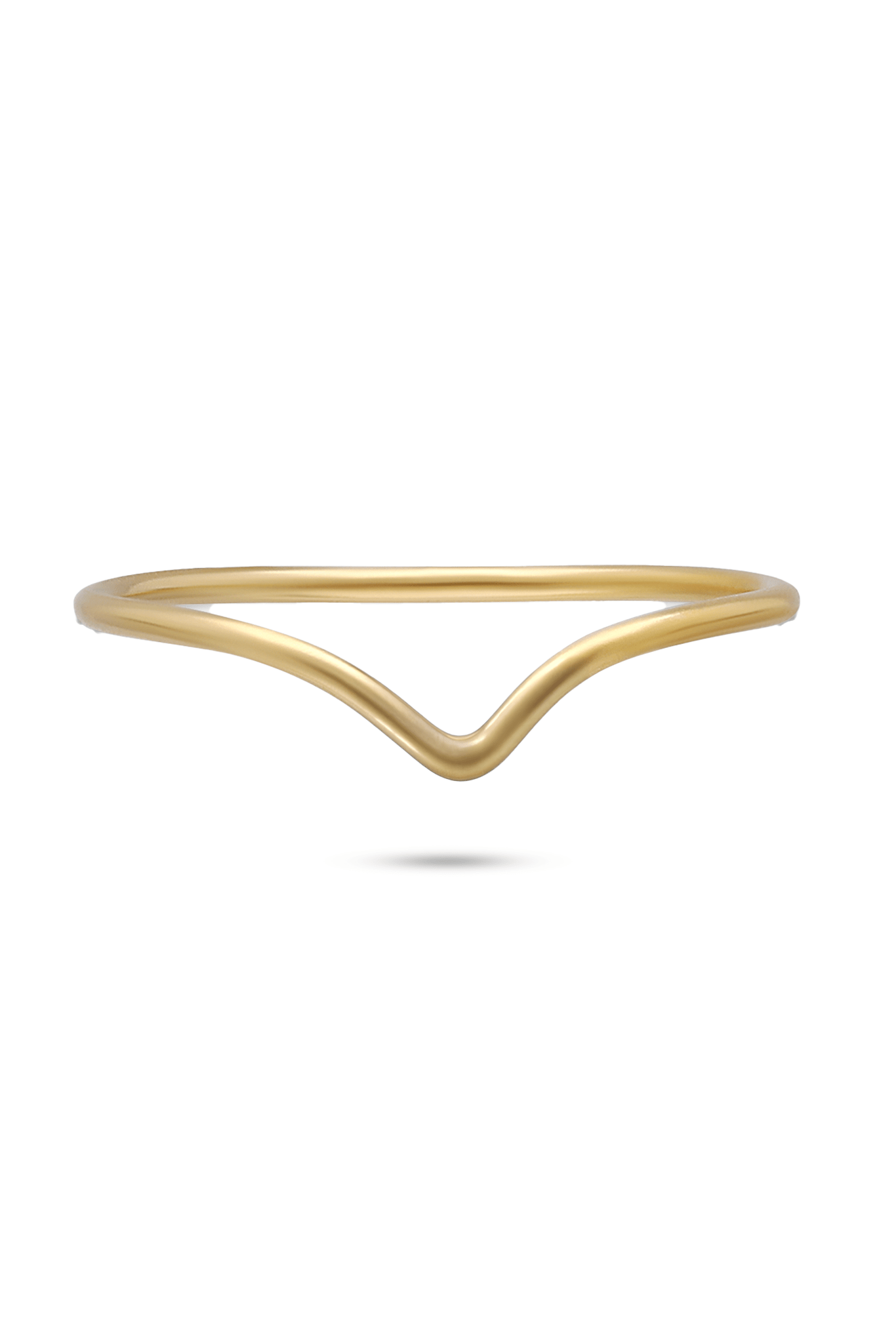 Gold-filled ring with a peaked V-shaped design on a white background. Gold-filled Canadian jewelry. Minimalist Jewelry.