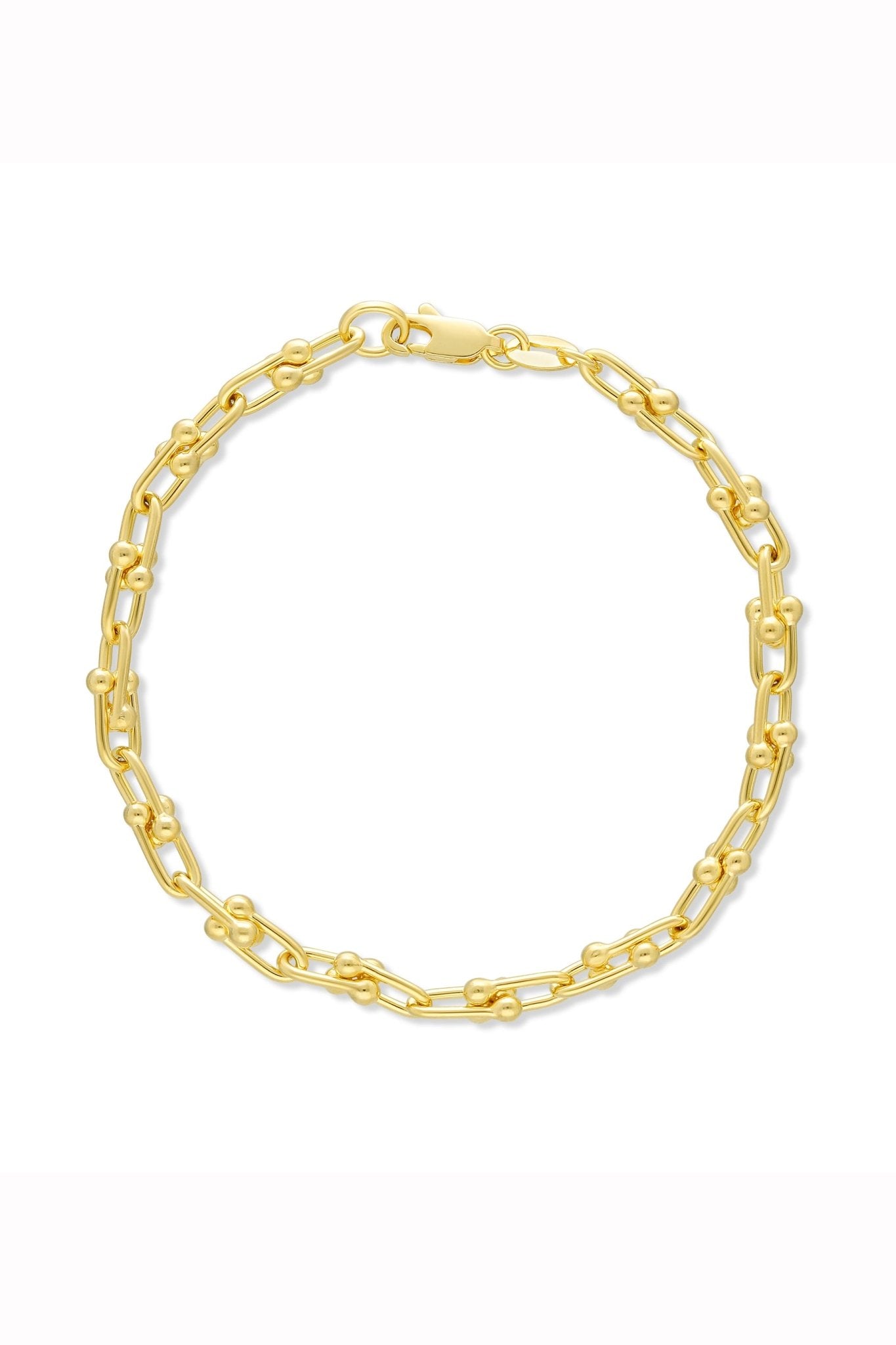 A gold-filled bracelet with U-link design on white background. Everyday jewelry Canada. Canadian Handmade jewelry.