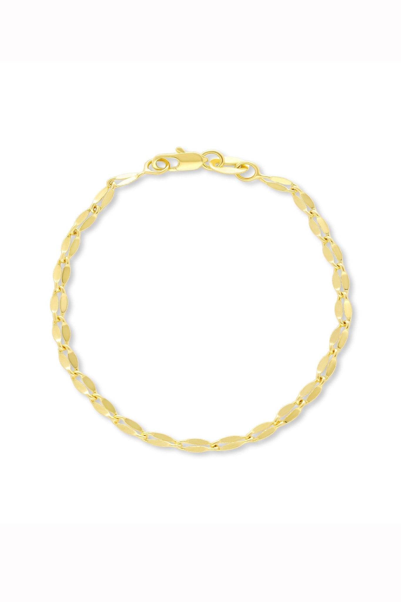 Gold-filled snake scale link bracelet on white background. Everyday jewelry Canada. Gold-filled jewelry.