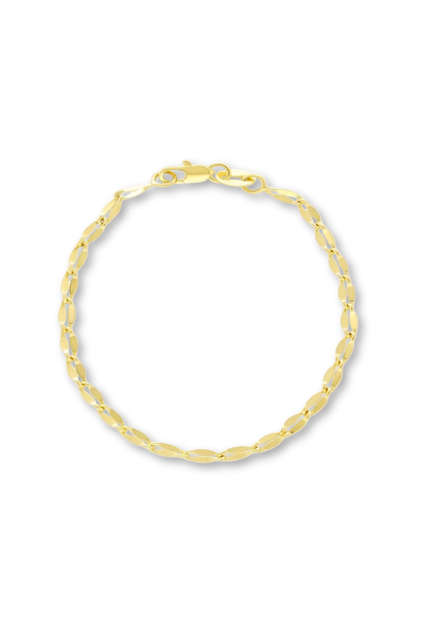 Gold-filled snake scale link bracelet on white background. Everyday jewelry Canada. Gold-filled jewelry.