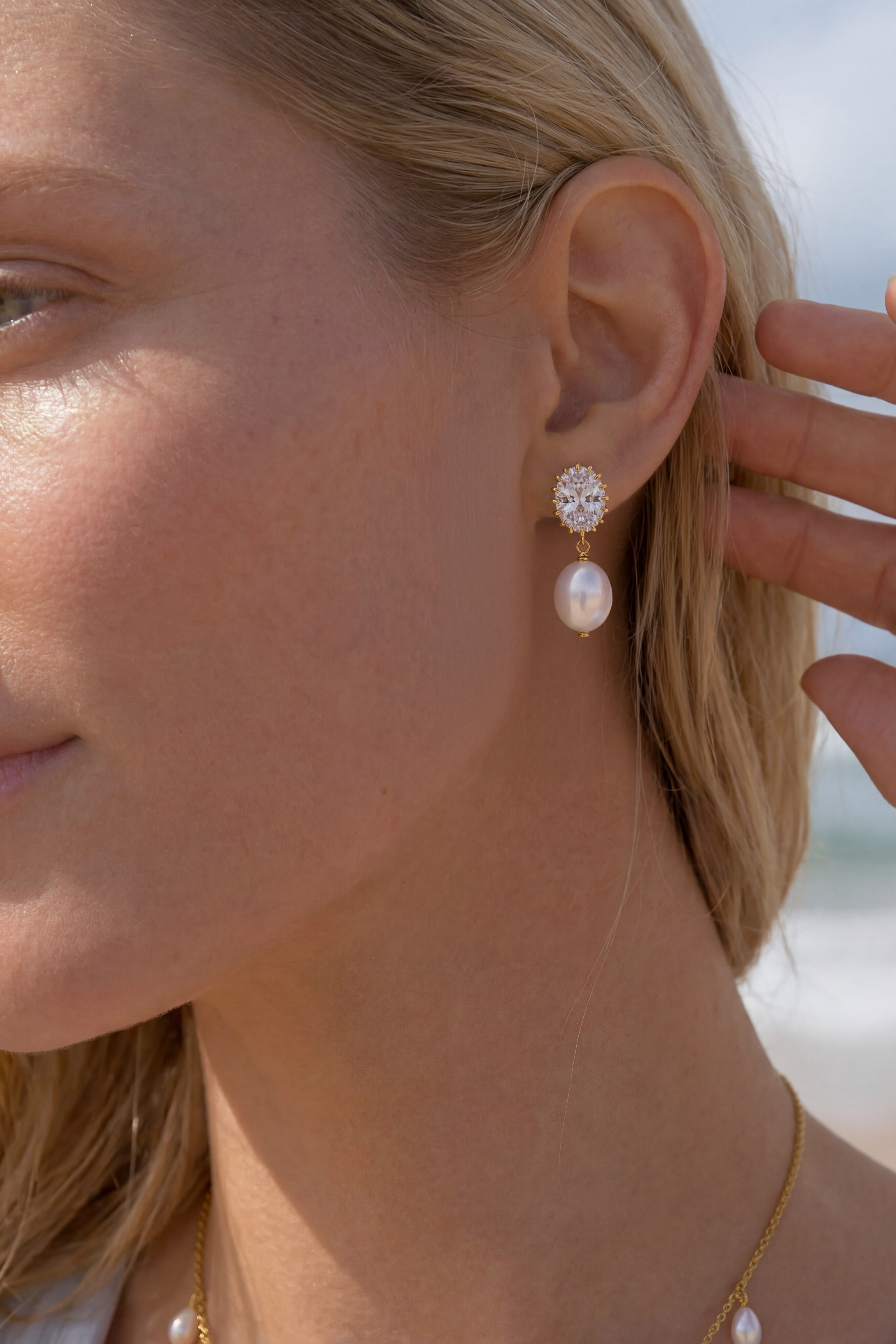 Hallie Pearl and Crystal Earrings