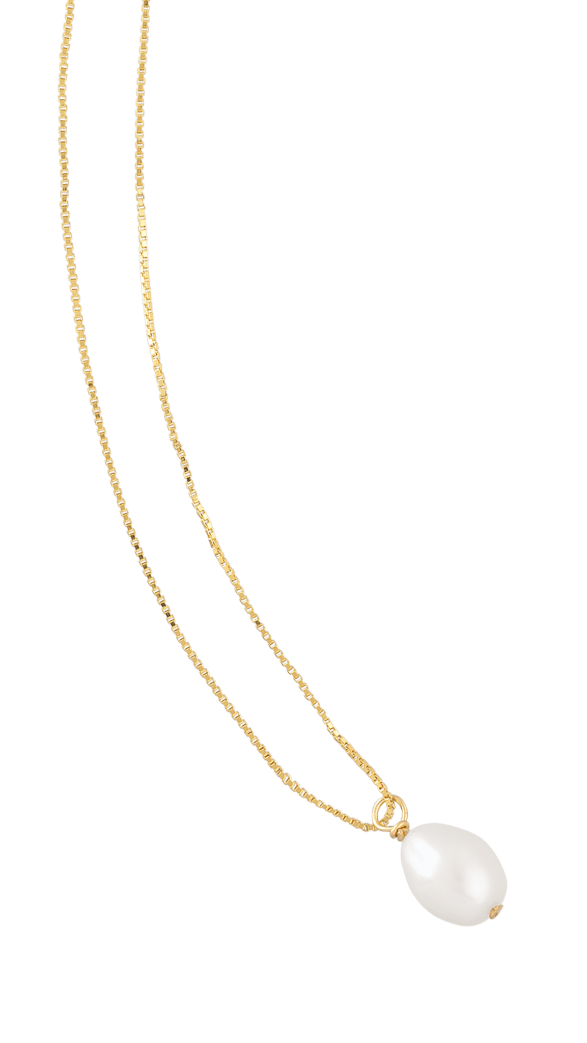 gold filled organic  freshwater pearl necklace on a gold box chain