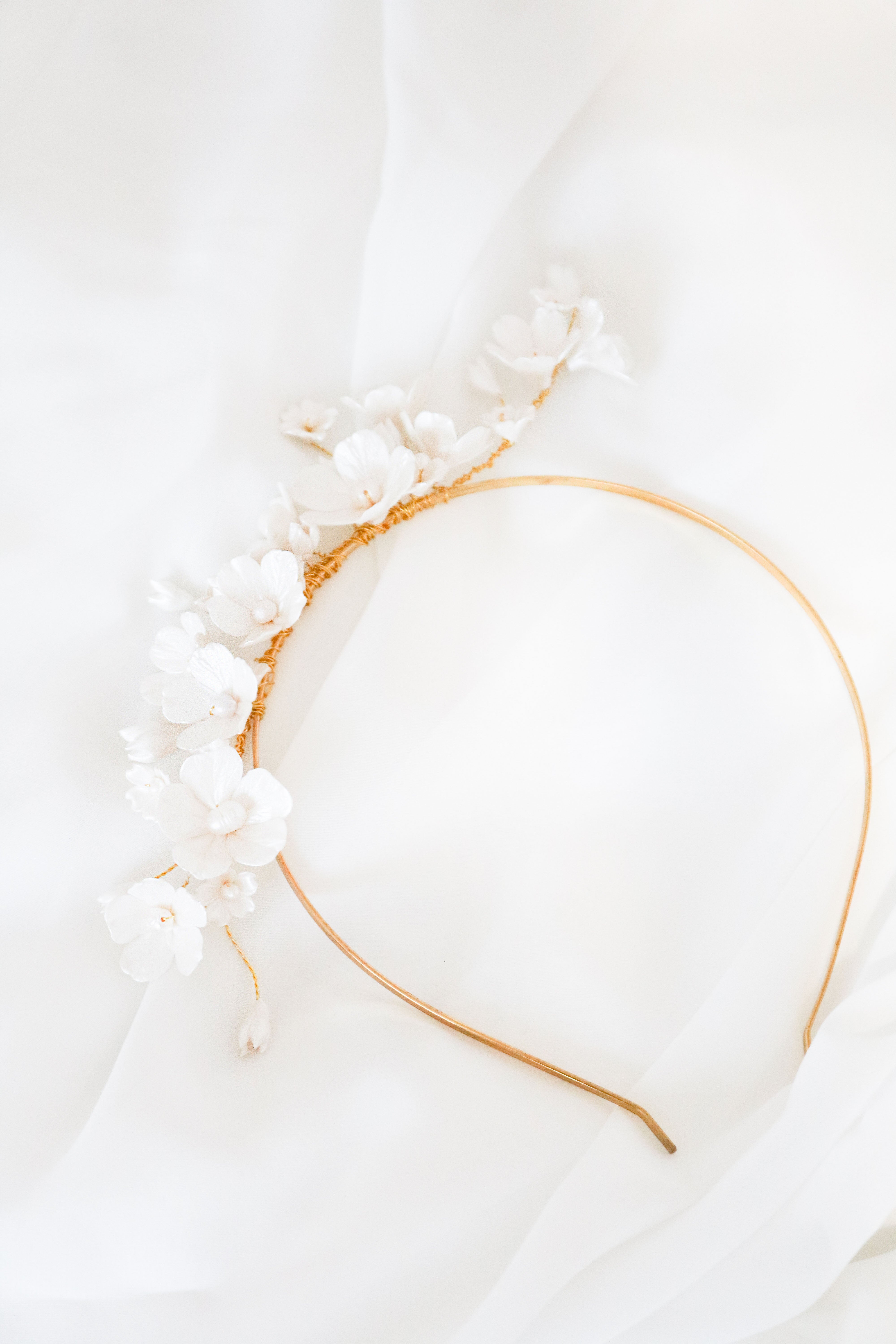 Fleura Fresh Water Pearl and Clay Flower Hairpiece-5