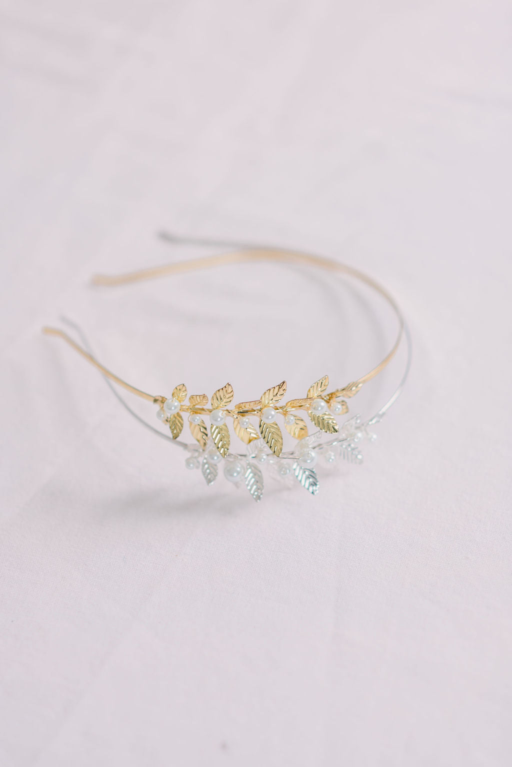 Dione - Mini Leaf and Pearl Headband-0