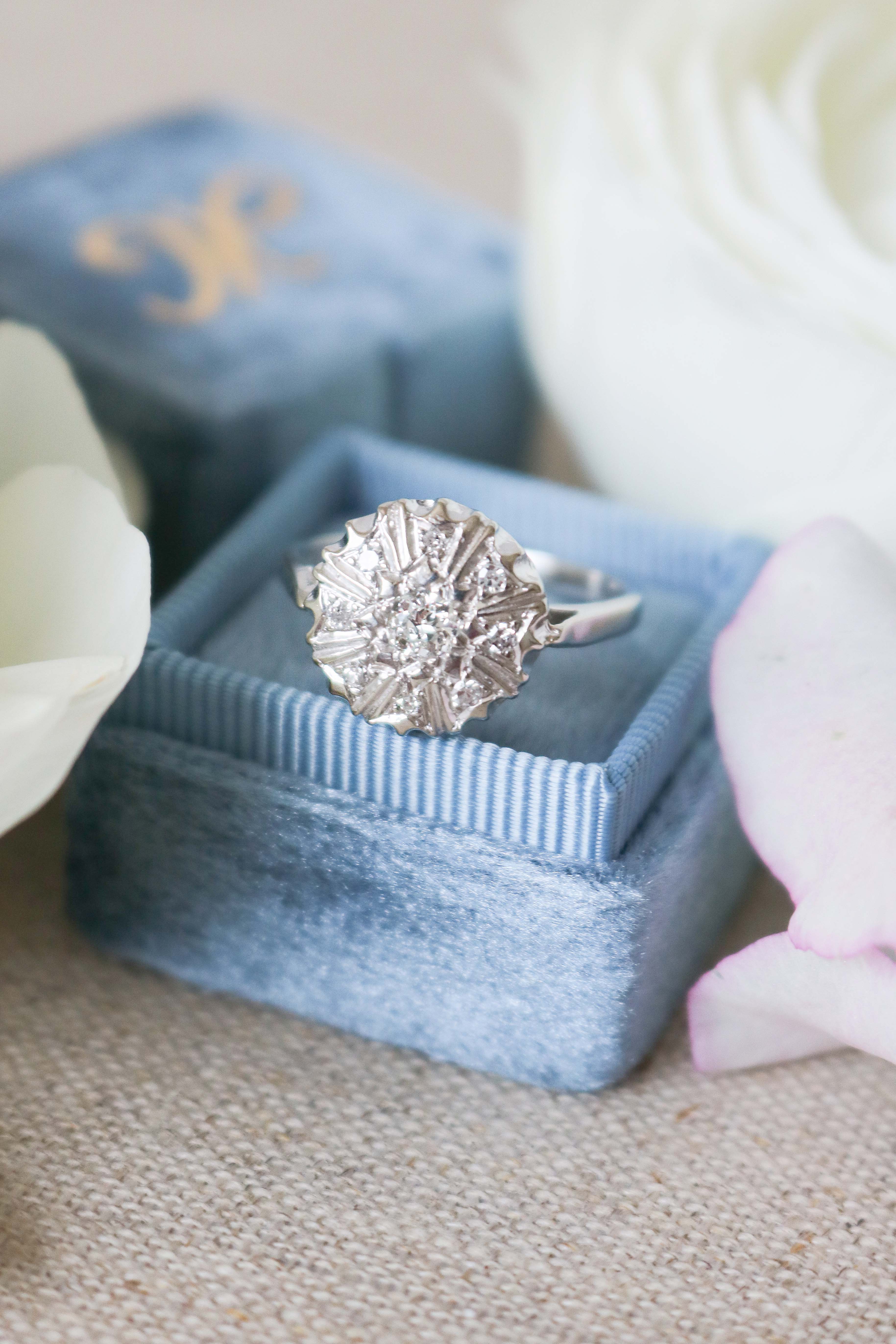 Selene Art Deco 14k White Gold Diamond Engagement Ring-0