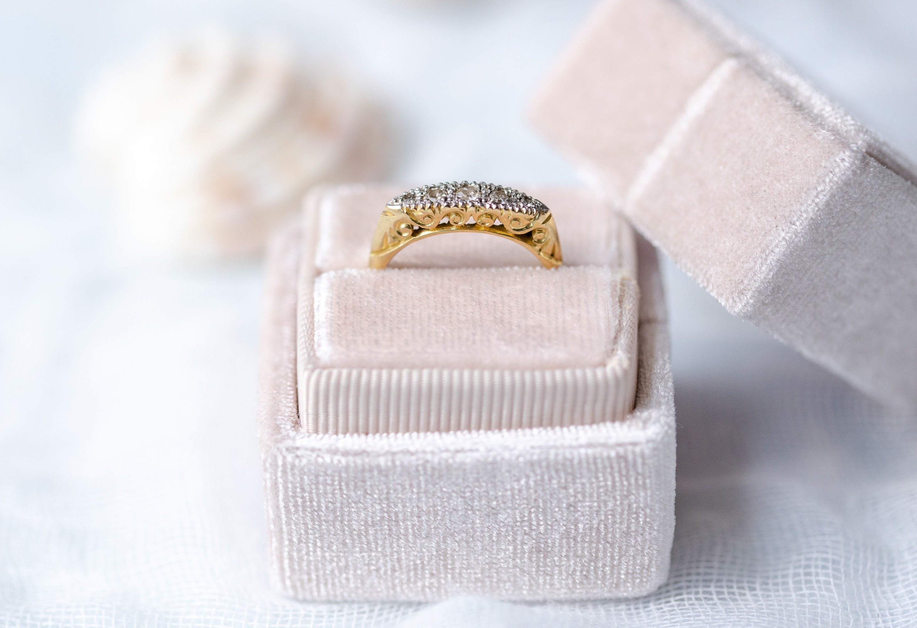 Odette Art Nouveau 1900s Platinum and 18K Yellow Gold Diamond Engagement Ring-1