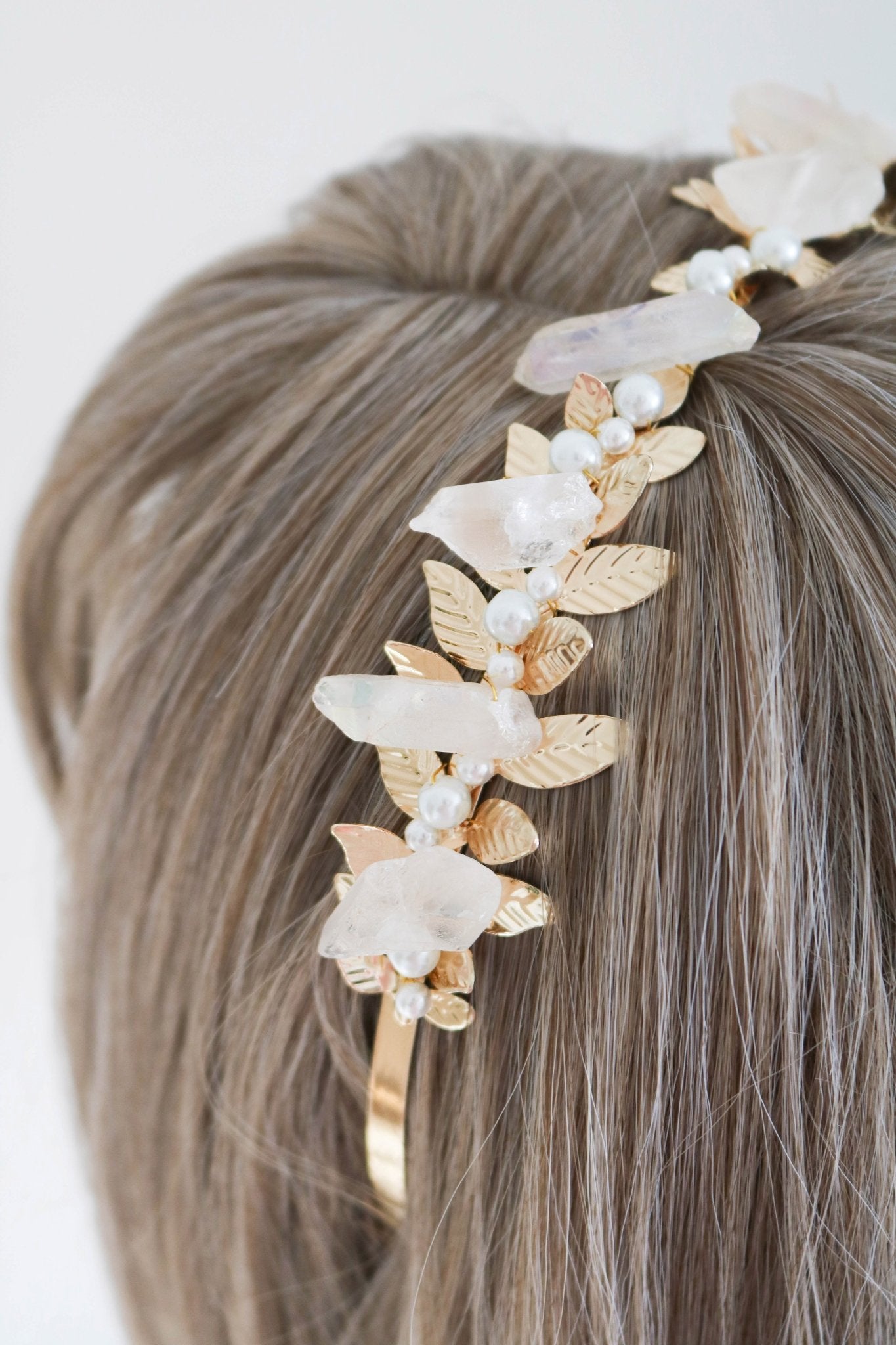 Lorelei Quartz Crystal and Pearl Headband-3