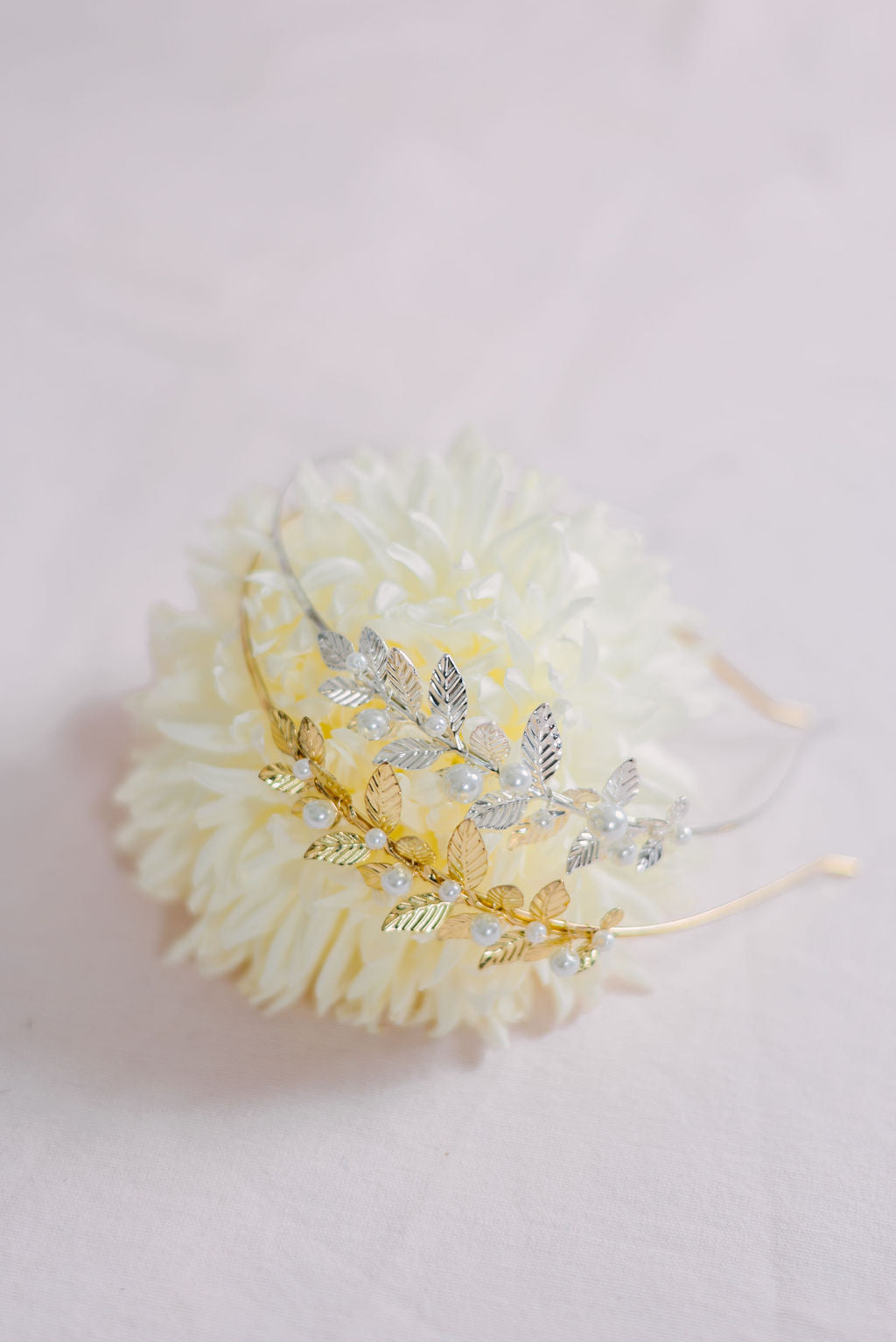 Dione - Mini Leaf and Pearl Headband-11