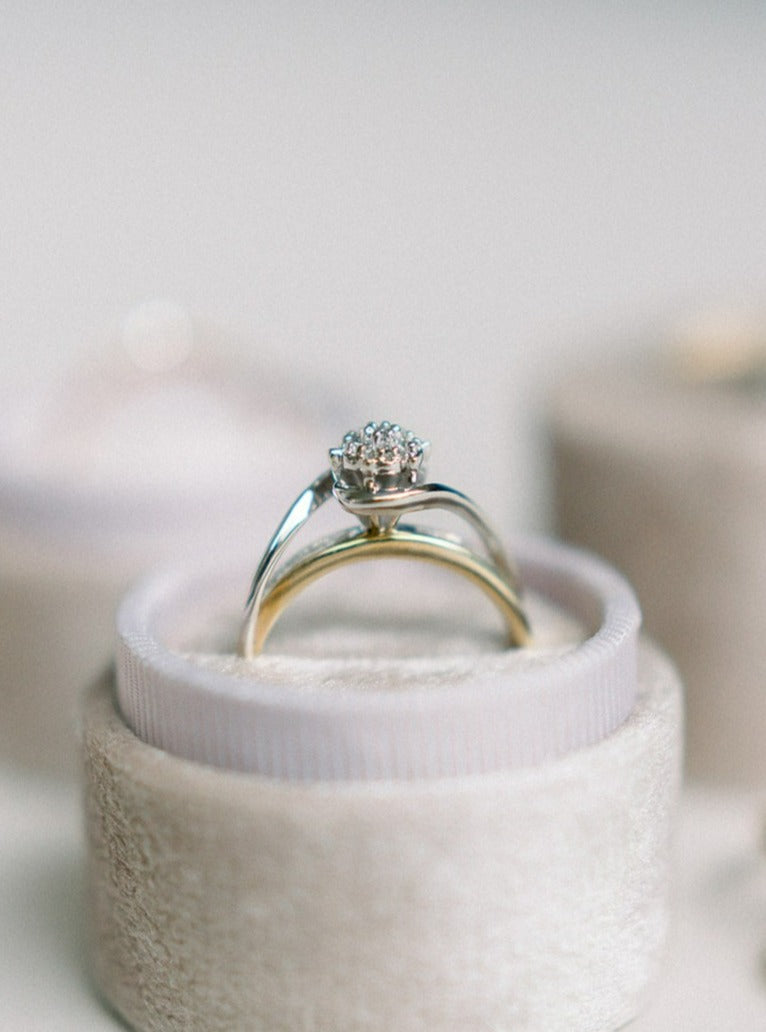 Swan Diamond Vintage Engagement Ring in 10k Yellow & White Gold c.1940s-1