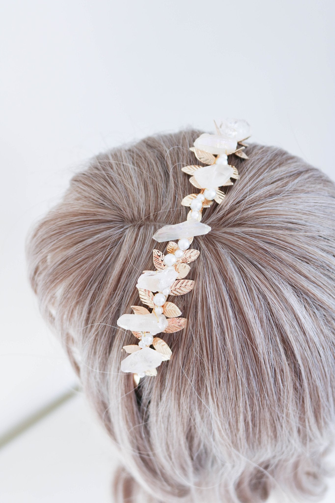 Lorelei Quartz Crystal and Pearl Headband-7