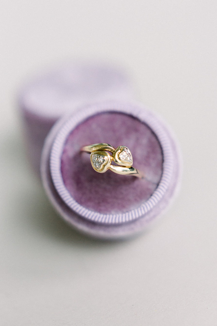Love Bird Vintage Diamond Engagement Ring in 10k Gold and Platinum-0