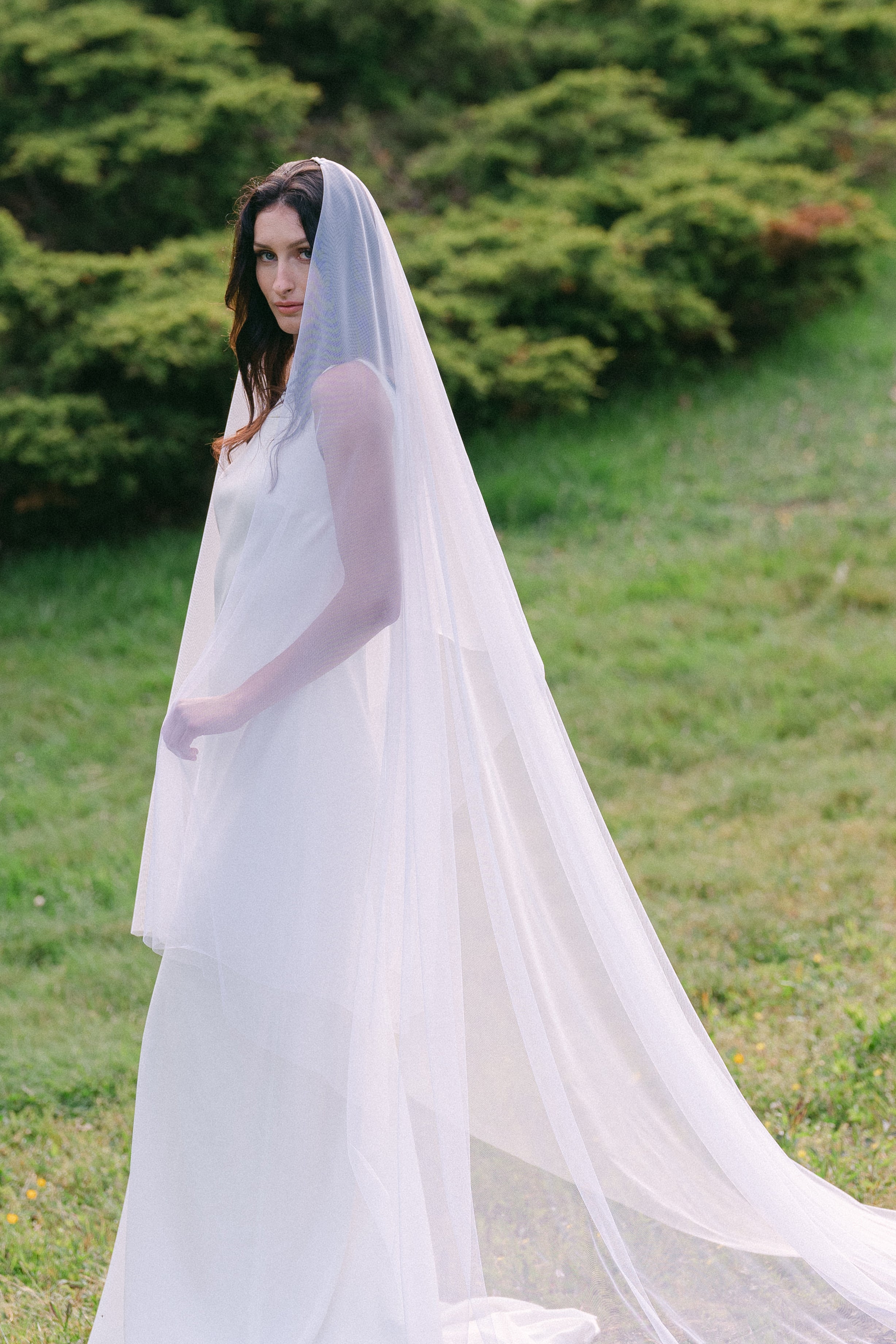 Heavenly Full Wedding Veil with Blusher-1