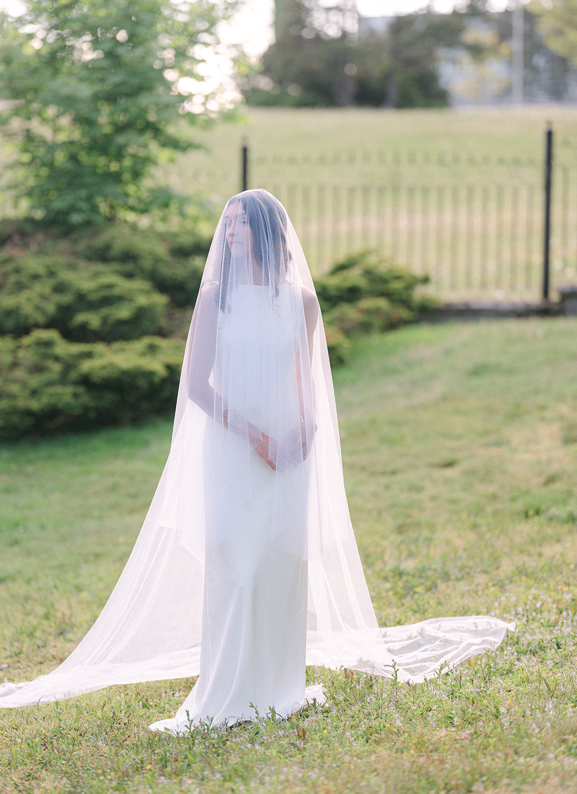 Heavenly Full Wedding Veil with Blusher-6