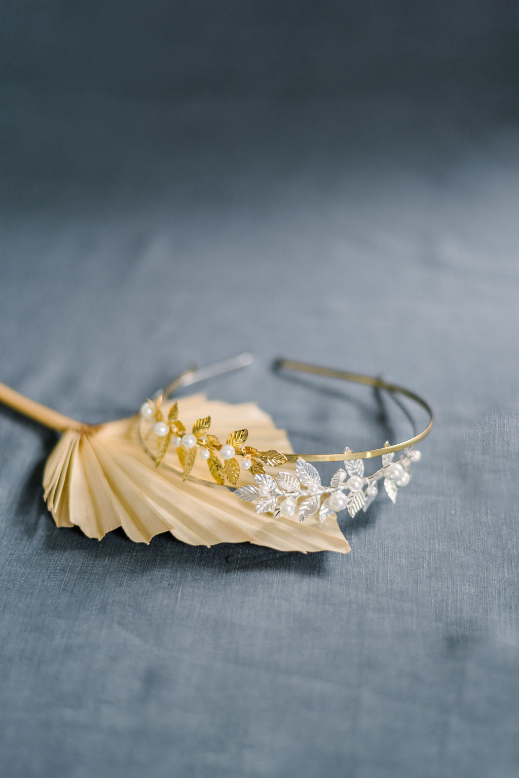 Dione - Mini Leaf and Pearl Headband-9