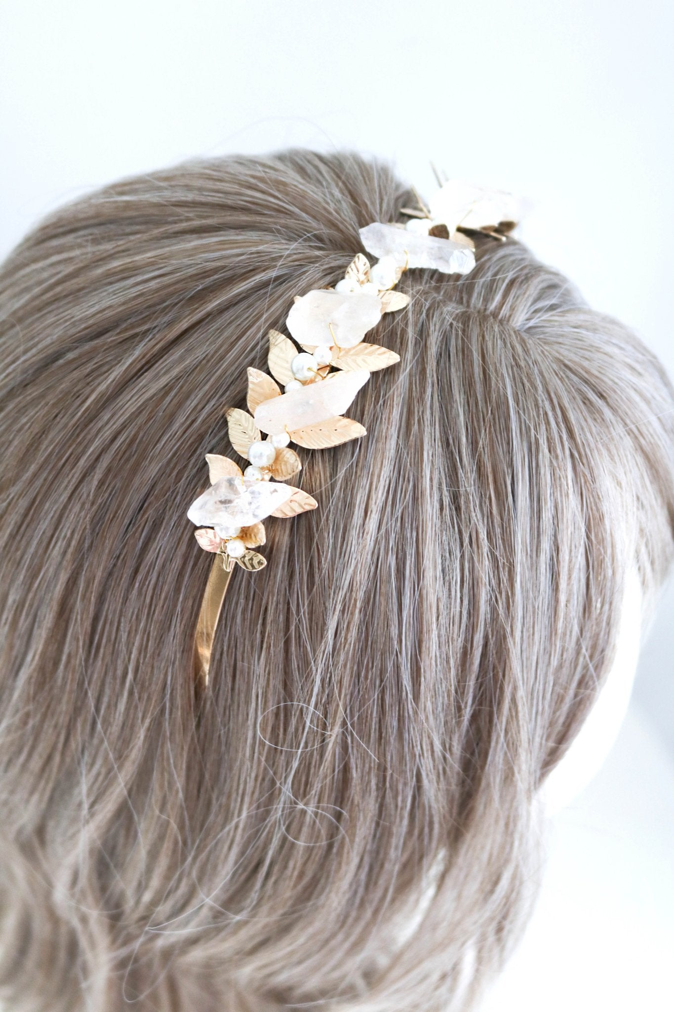 Lorelei Quartz Crystal and Pearl Headband-6