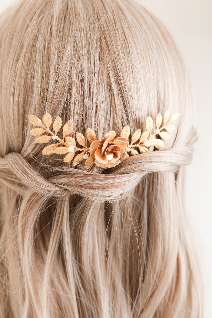 Belle Floral Comb with Fresh Water Pearls-0