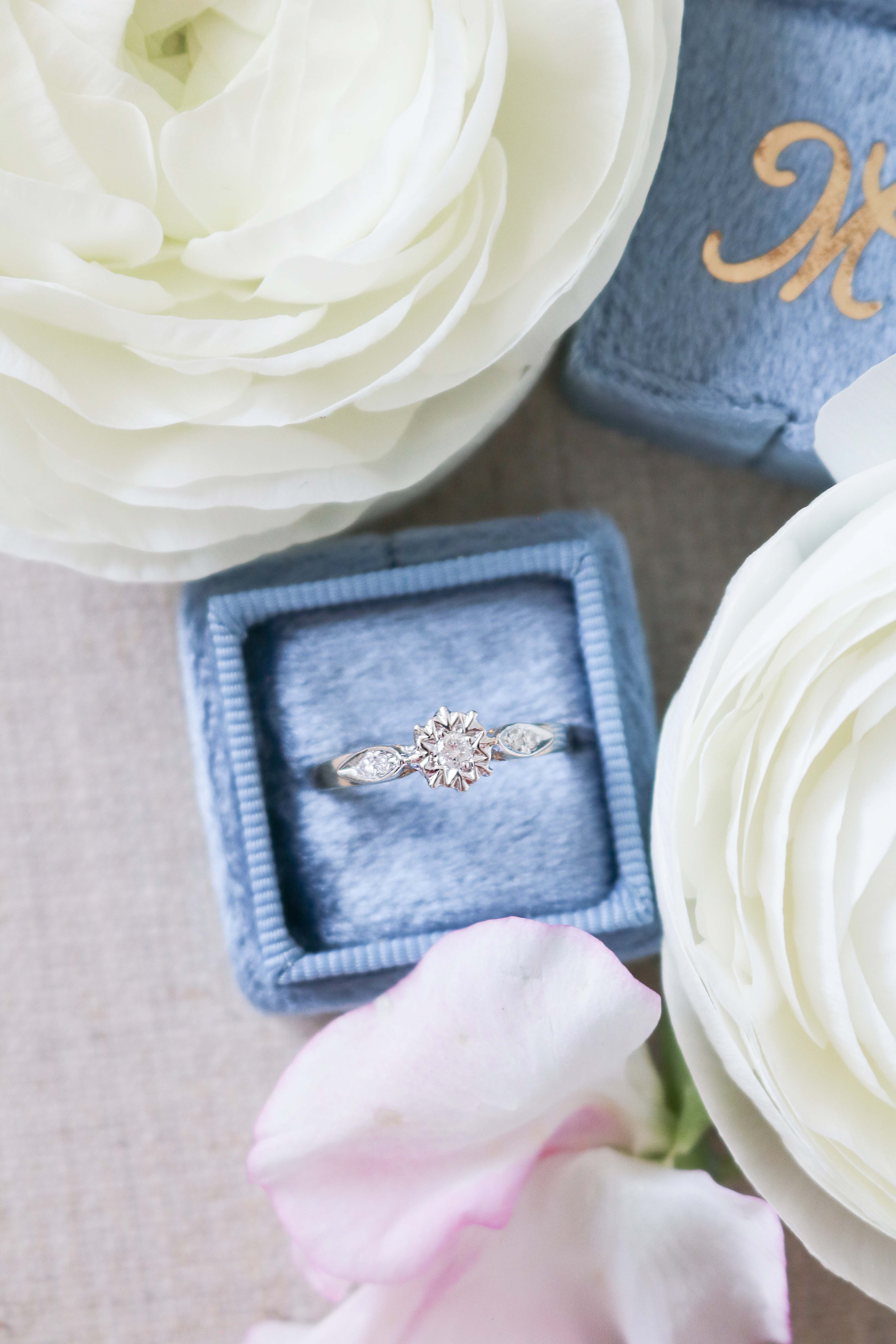 Serena Vintage Diamond Engagement Ring in 9ct Yellow and White Gold, c1930s-2