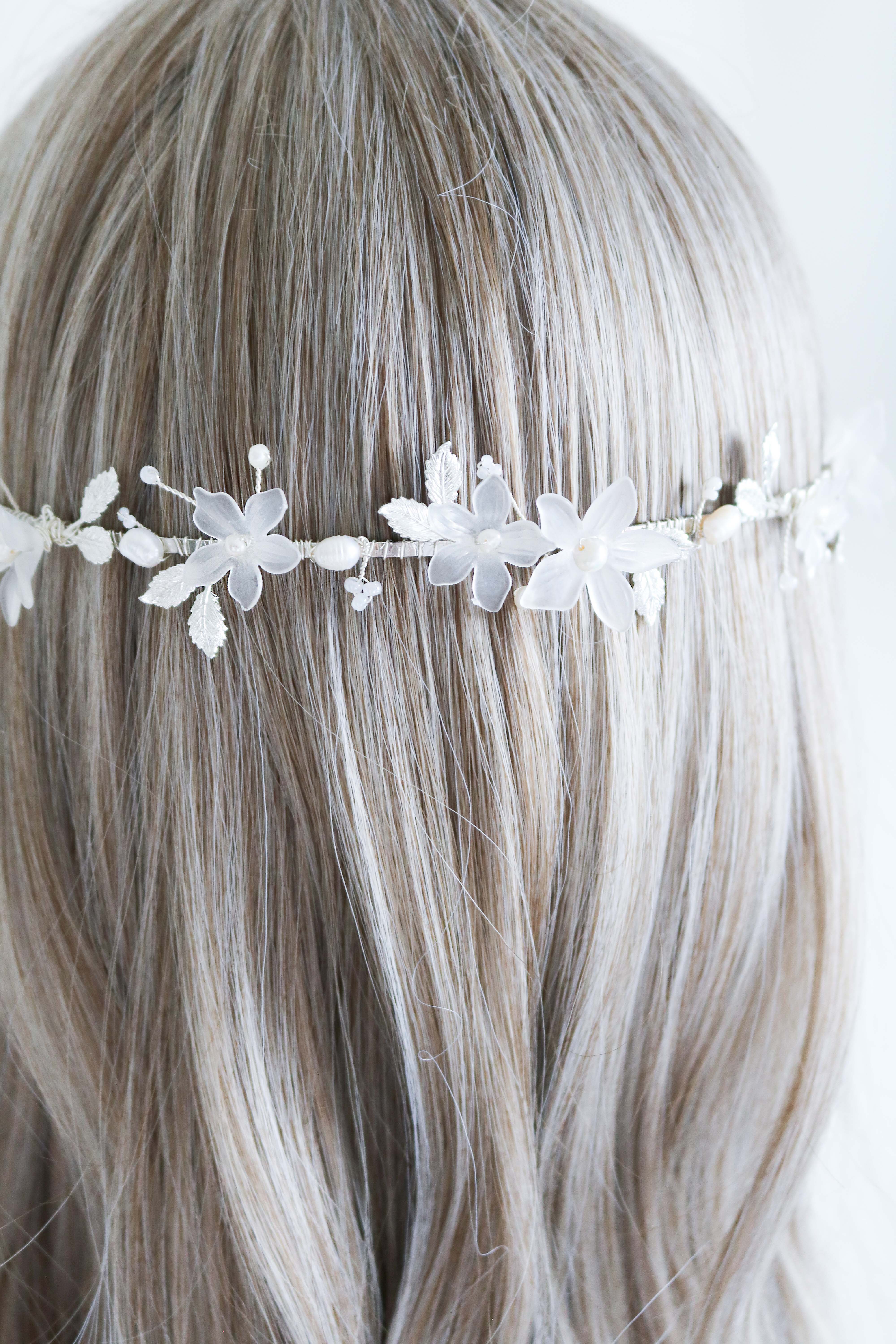 Melody Fresh Water Pearl and Floral Headband-13