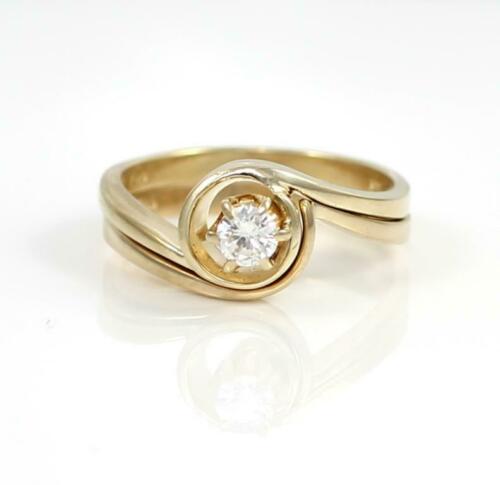 Clara Vintage Solitaire Diamond Engagement Ring Set in 14k Gold-2