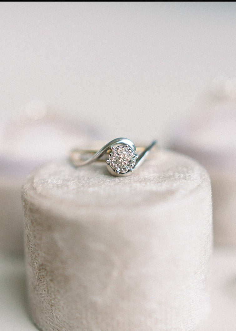 Swan Diamond Vintage Engagement Ring in 10k Yellow & White Gold c.1940s-0