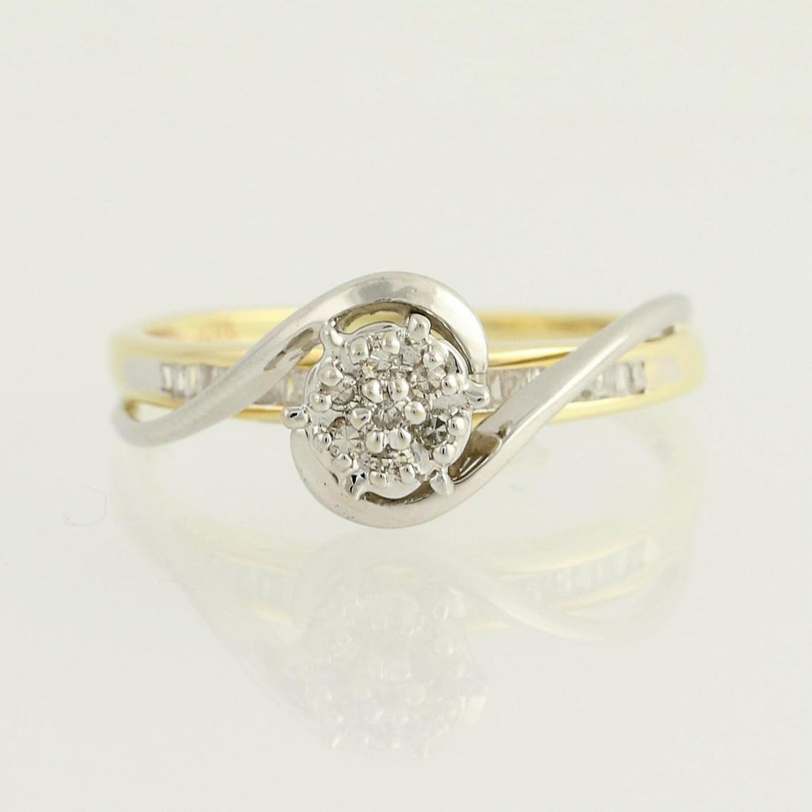 Swan Diamond Vintage Engagement Ring in 10k Yellow & White Gold c.1940s-10