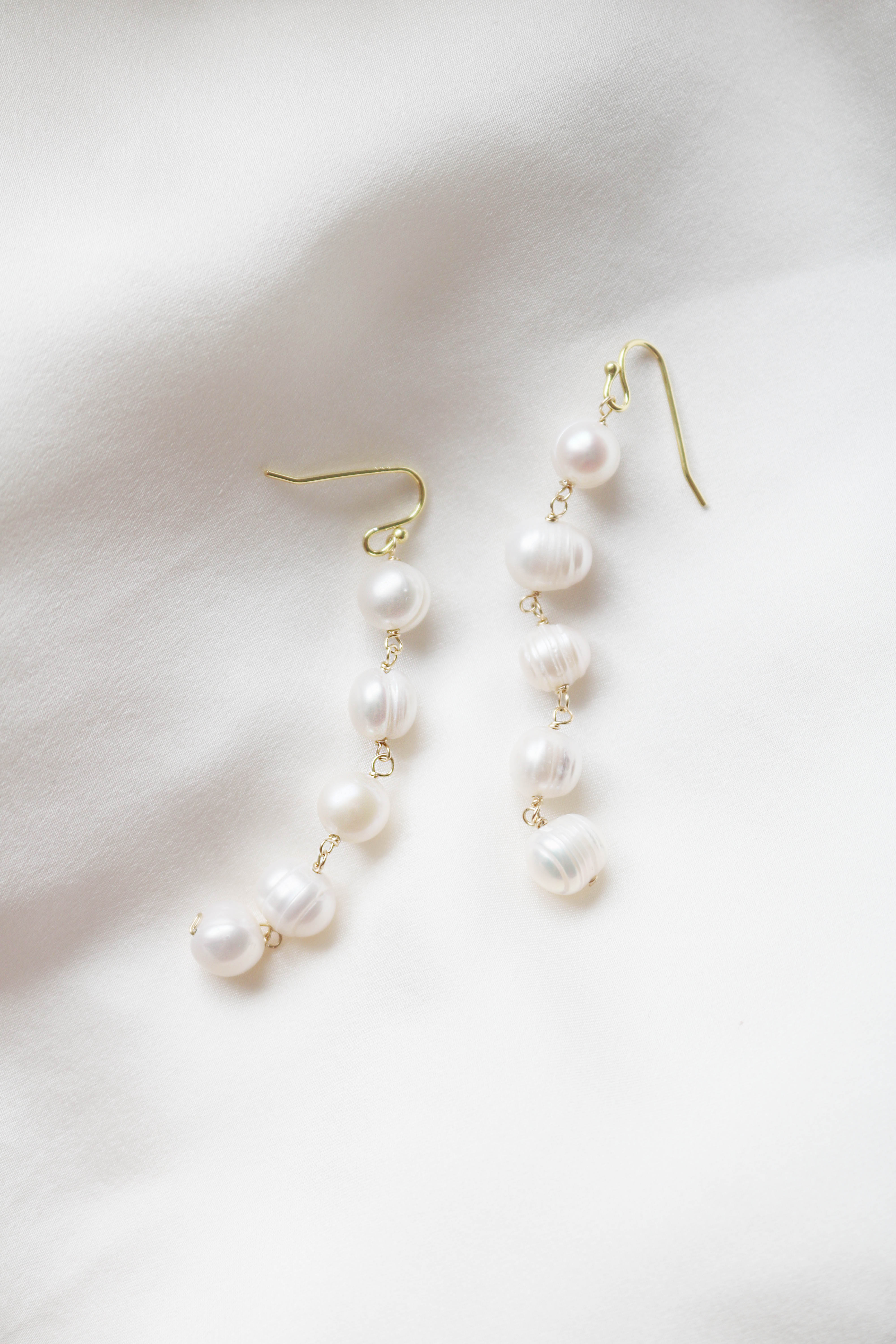 Maisie Long Statement Fresh Water Pearl Earrings-4