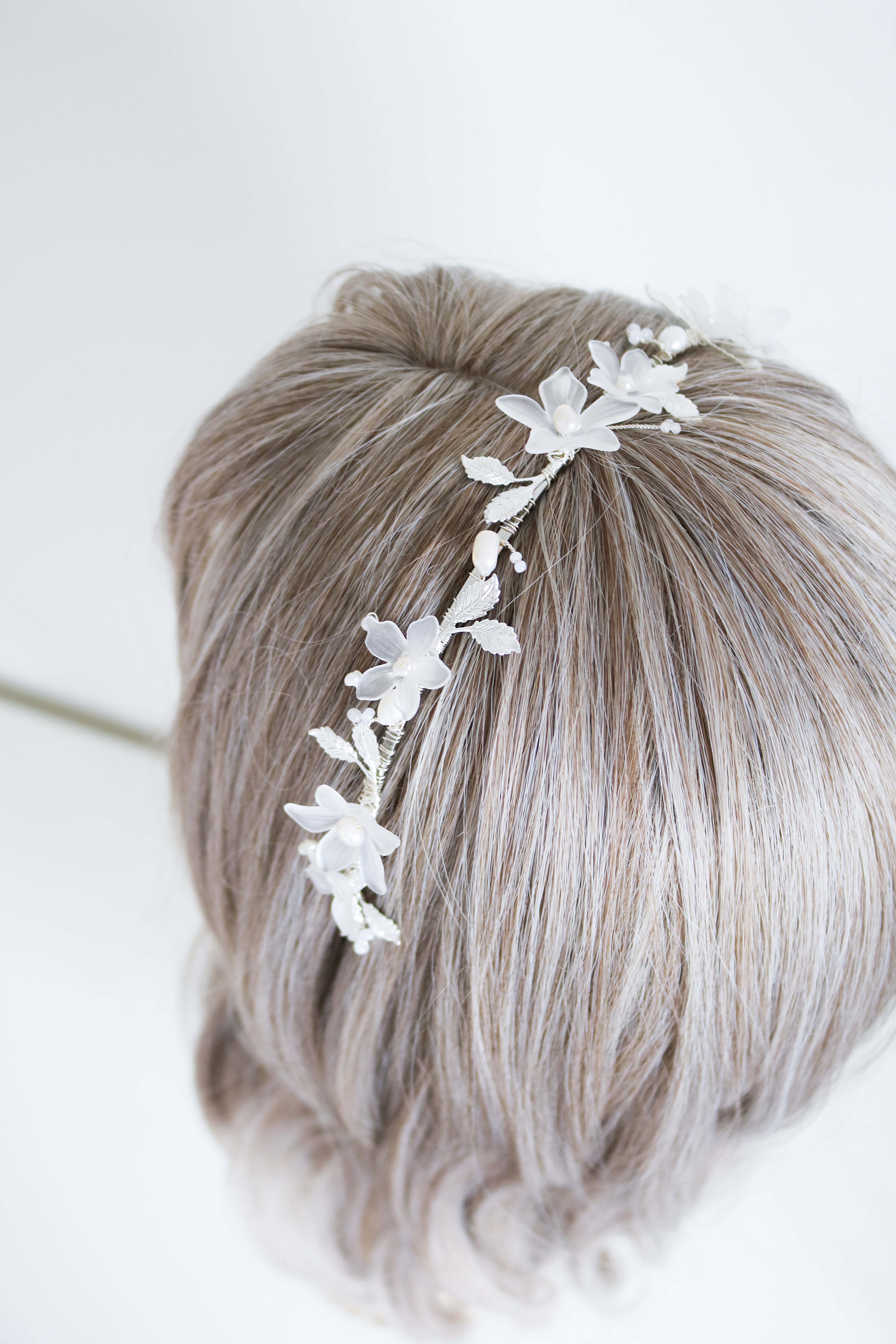 Melody Fresh Water Pearl and Floral Headband-10