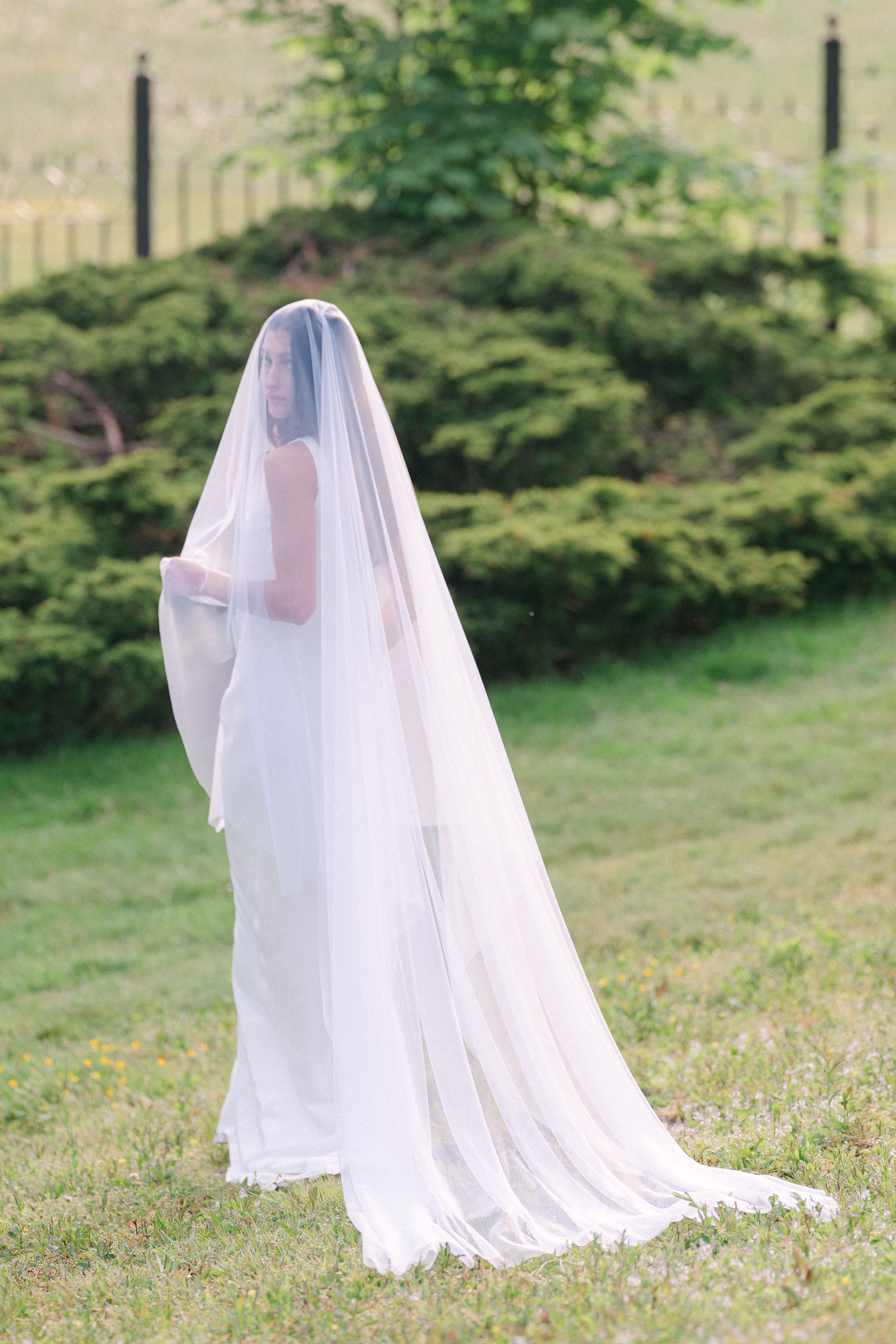 Heavenly Full Wedding Veil with Blusher-9