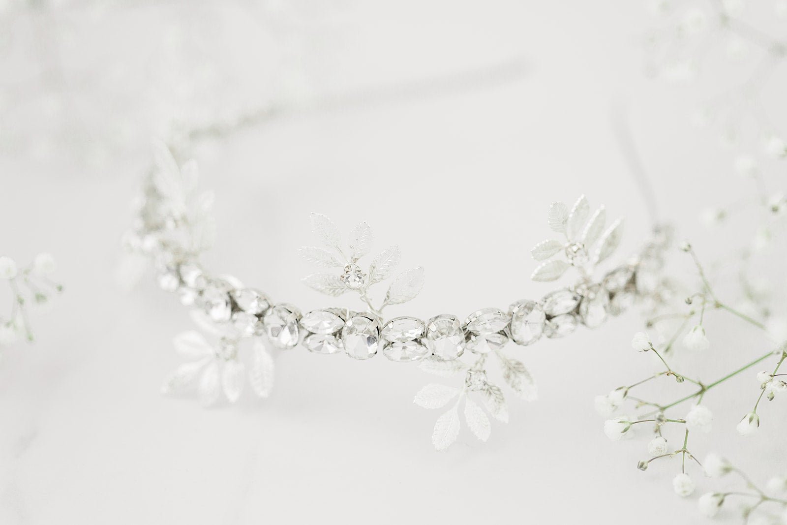 Brilliant silver and crystal headband with leaves. Bridal Accessories that shine. Bridal Hair Accessories. Bridal Accessories. Canadian Bridal Accessories. Handmade Canadian Accessories. Canadian handmade Accessories. Canadian weddings. Wedding Canada. 