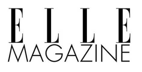 A black and white photo of Elle Magazine logo