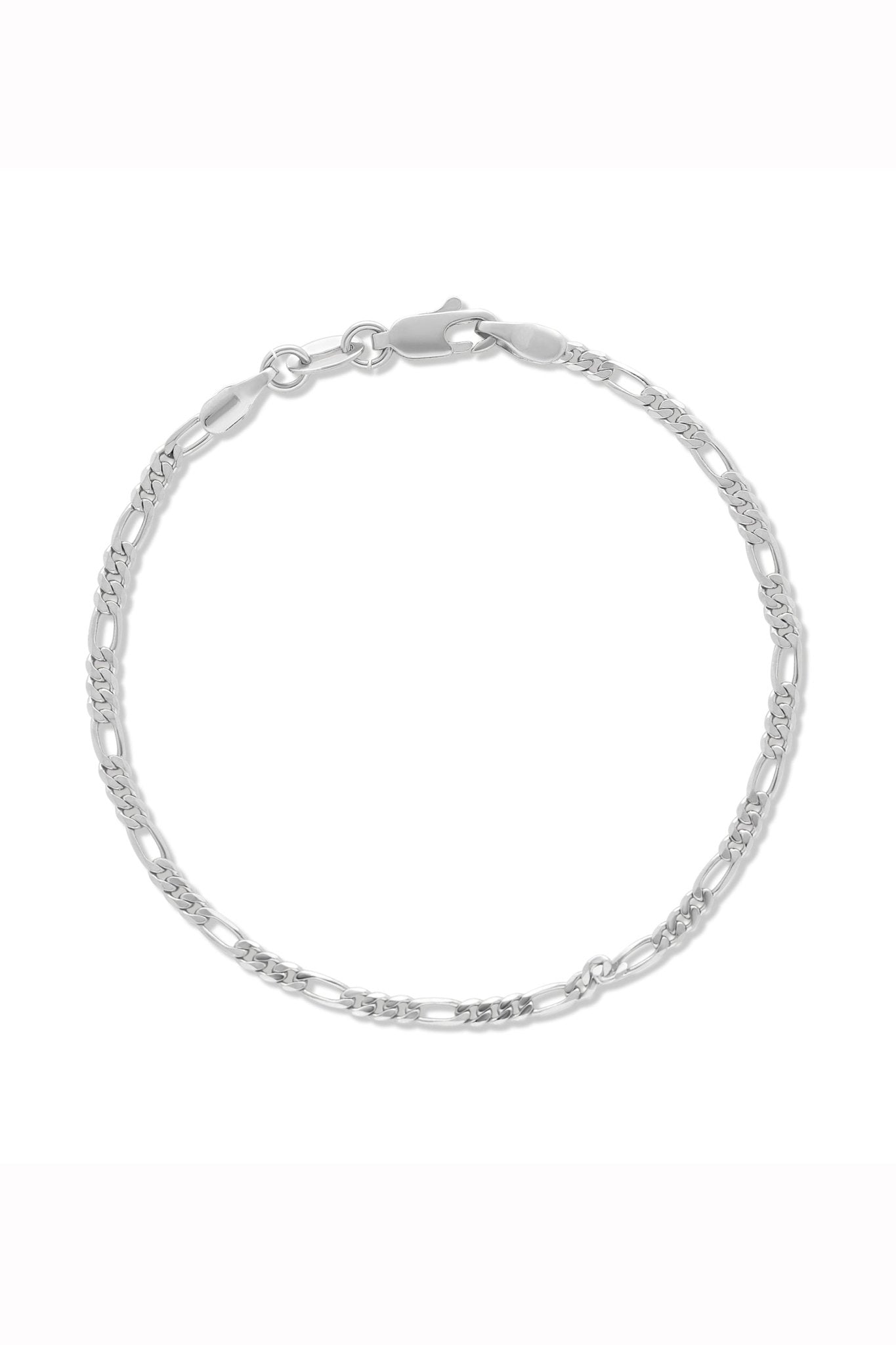 A Sterling Silver Figaro style bracelet on white background. Silver jewelry Canada. Everyday jewelry Canada.