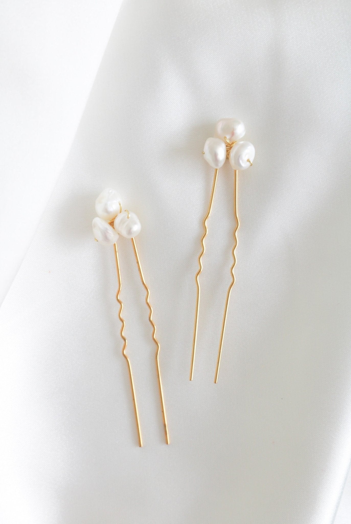 A set of two Hayley Fresh Water Pearl Bridal Hairpins.