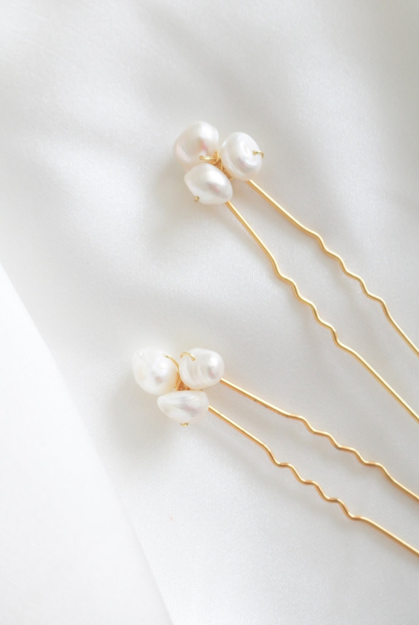 A set of two Hayley Fresh Water Pearl Bridal Hairpins.