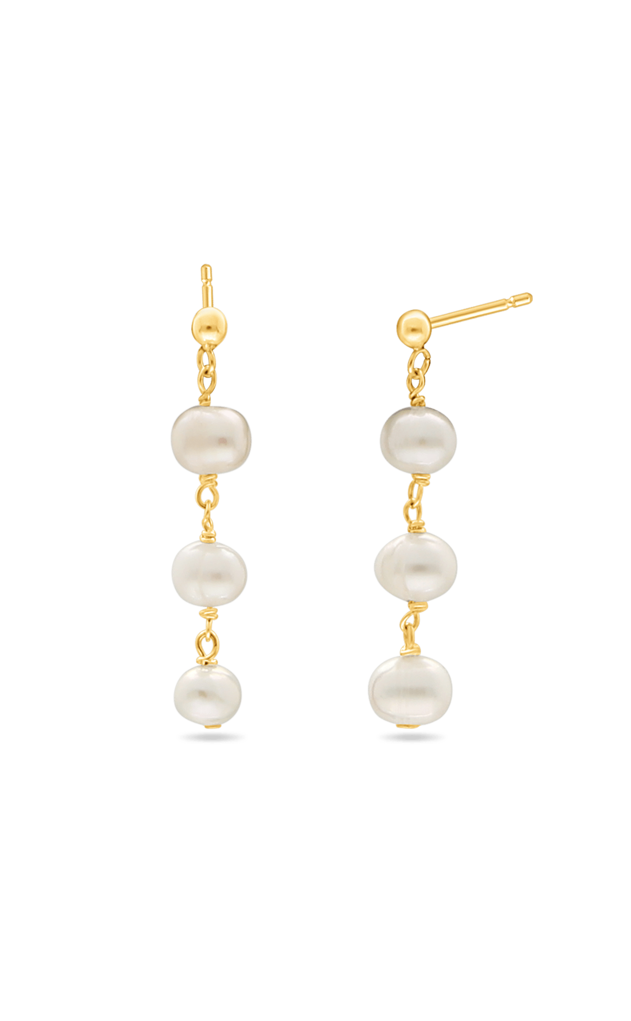 Gold filled freshwater pearl dangle earrings.