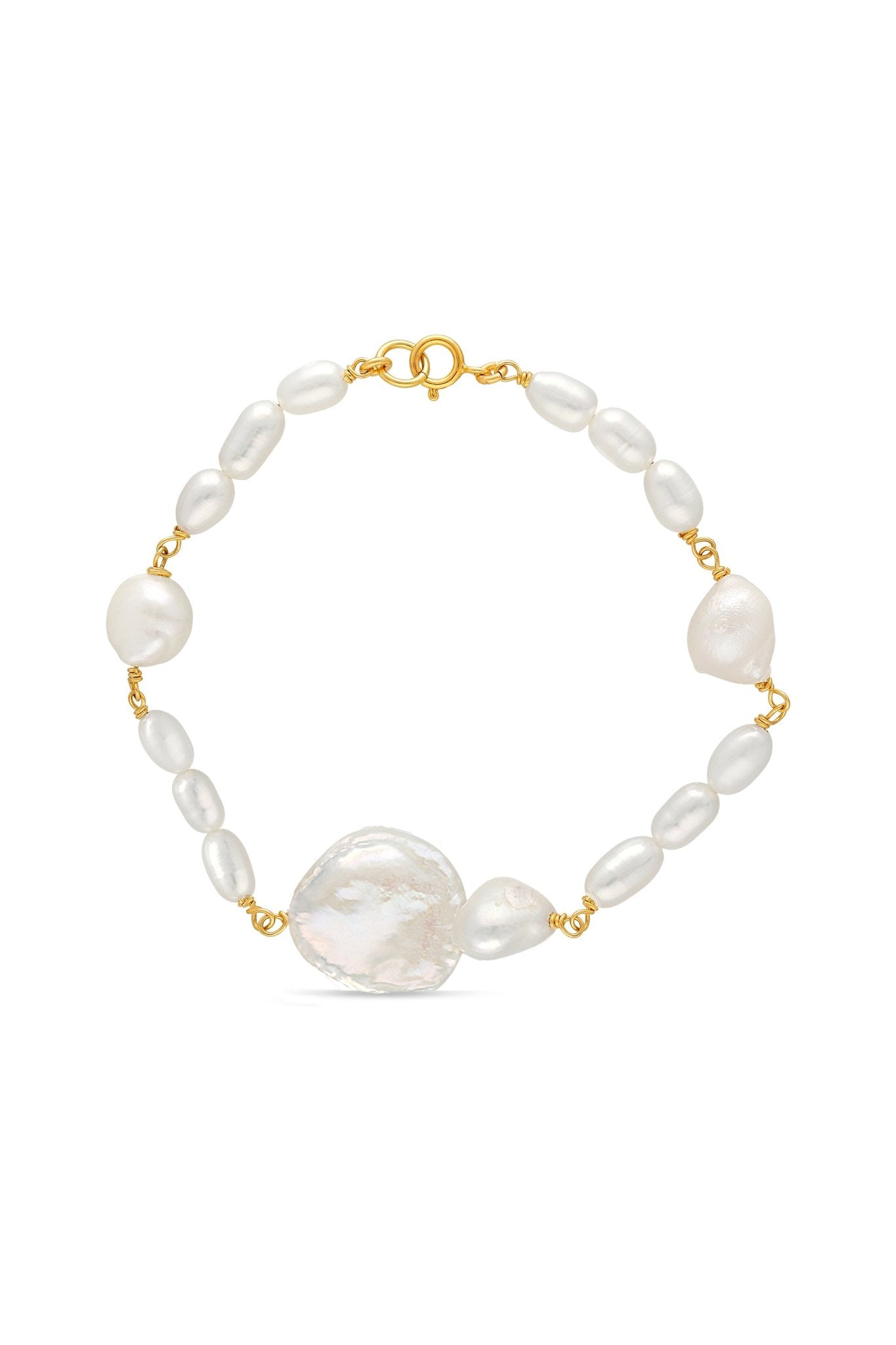 Gold-filled freshwater pearl string bracelet.