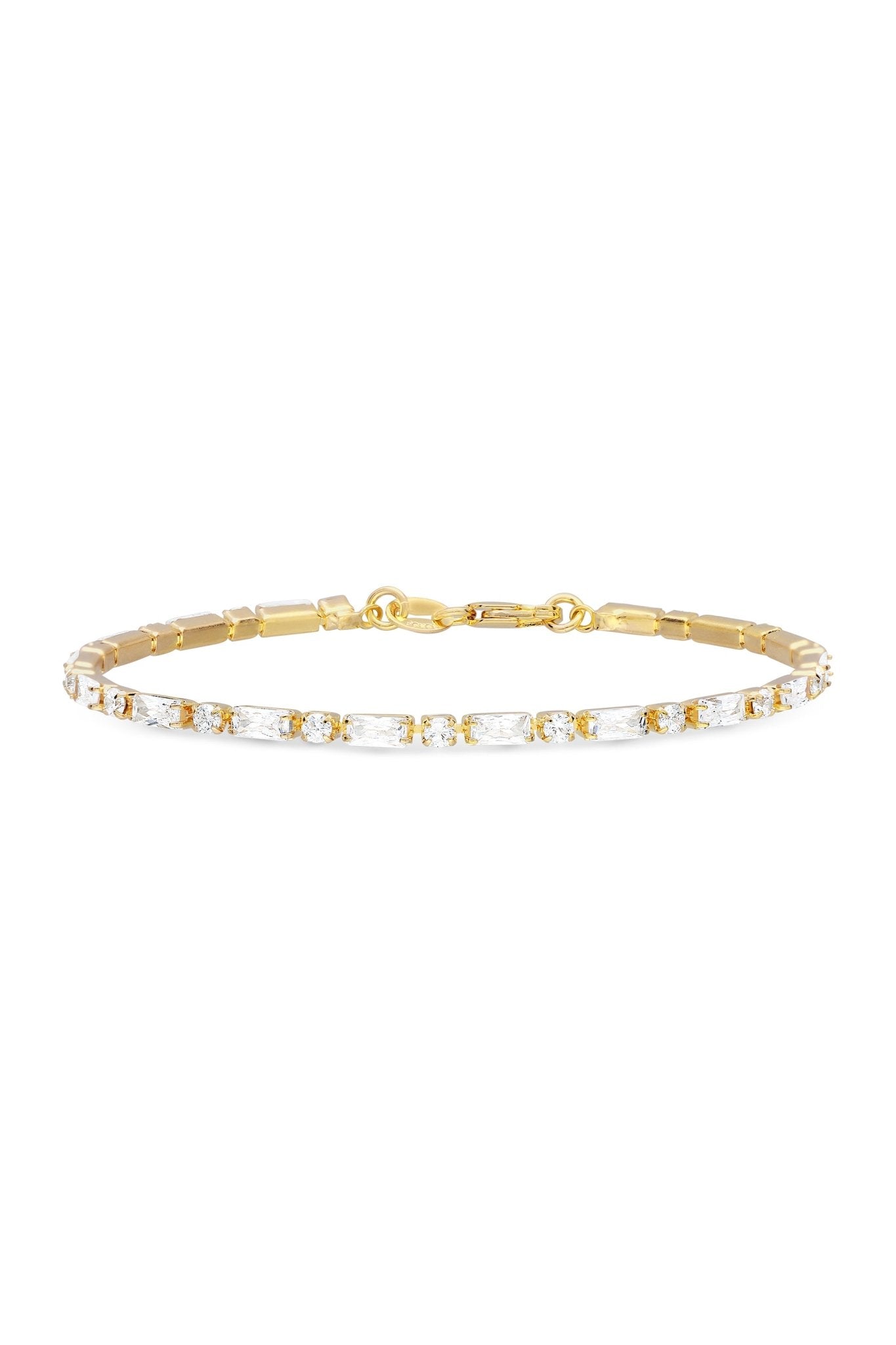 18k gold-filled crystal tennis bracelet.