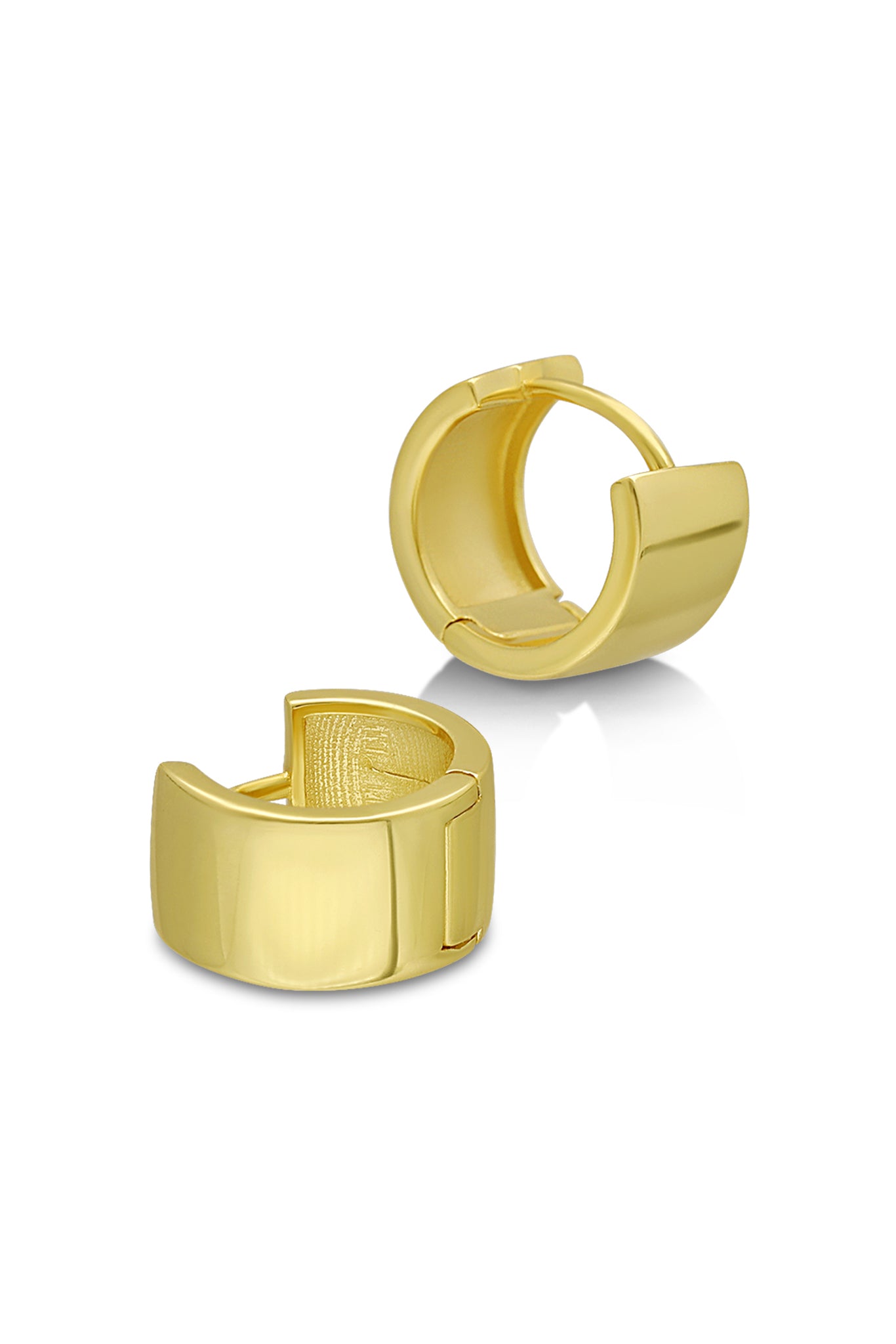 14K Gold hoop earrings on a white background. Everyday jewelry Canada. Canadian jewelry designer.