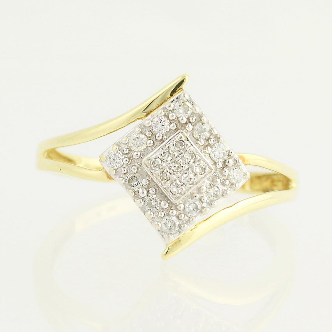 A close up front view of the Novah Vintage Engagement Ring with Diamonds in 10k Yellow & White Gold c.1940's