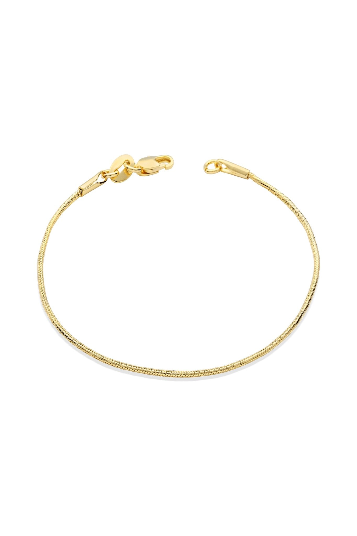 A gold-filled snake chain bracelet.